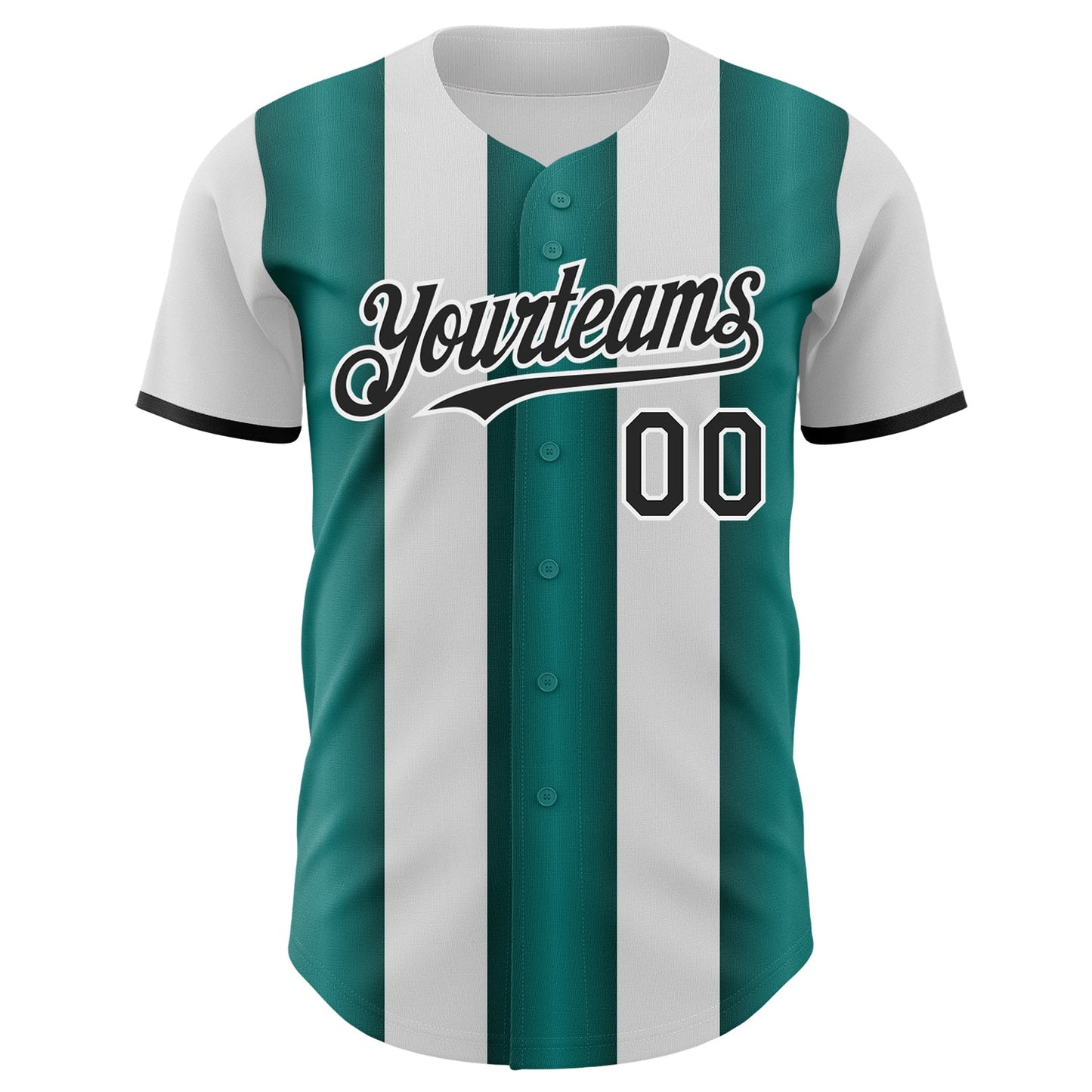 Custom White Black-Midnight Green Gradient Vertical Stripe Argentina Style Authentic Baseball Jersey baseball jersey product view 2