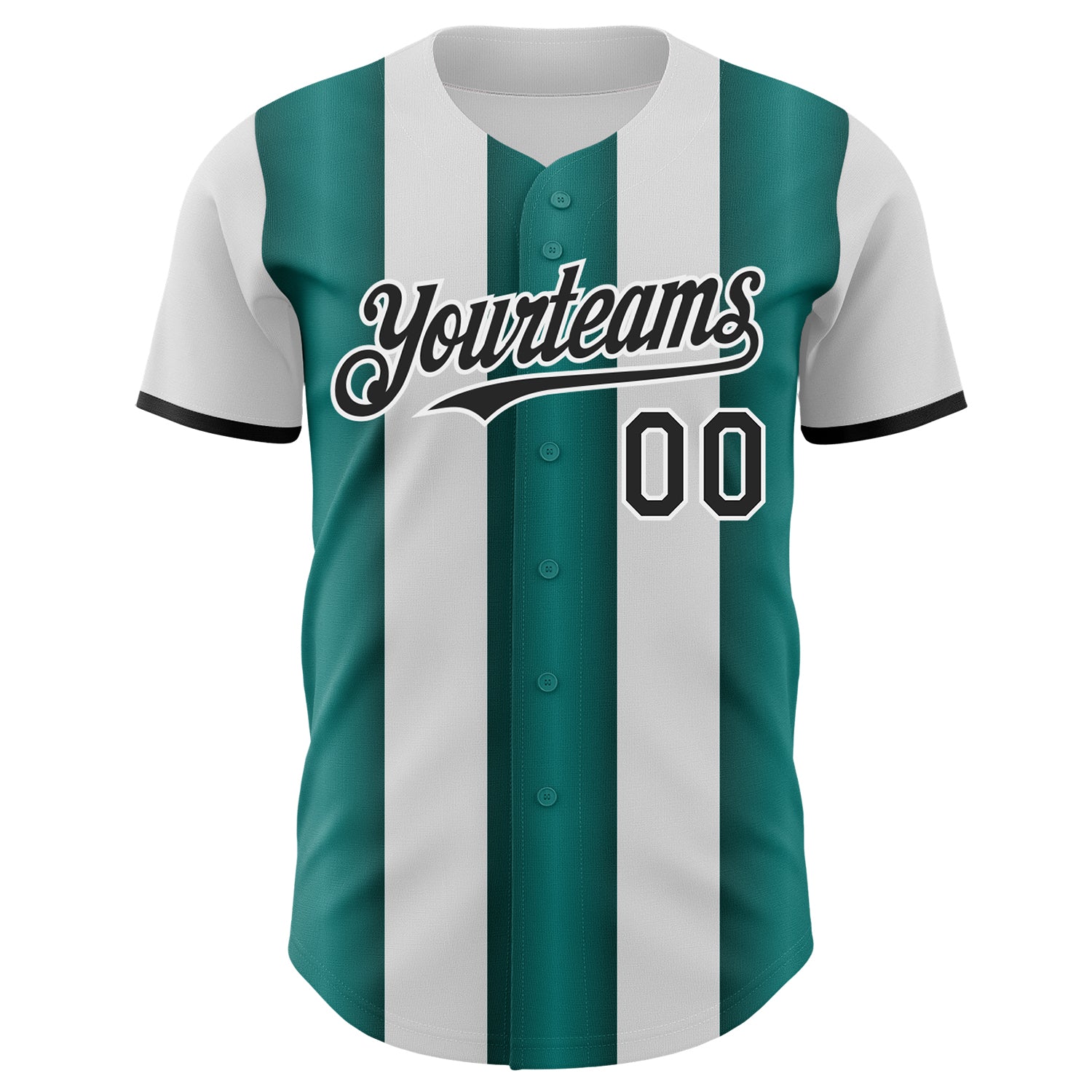 Custom White Black-Midnight Green Gradient Vertical Stripe Argentina Style Authentic Baseball Jersey baseball jersey product view 2