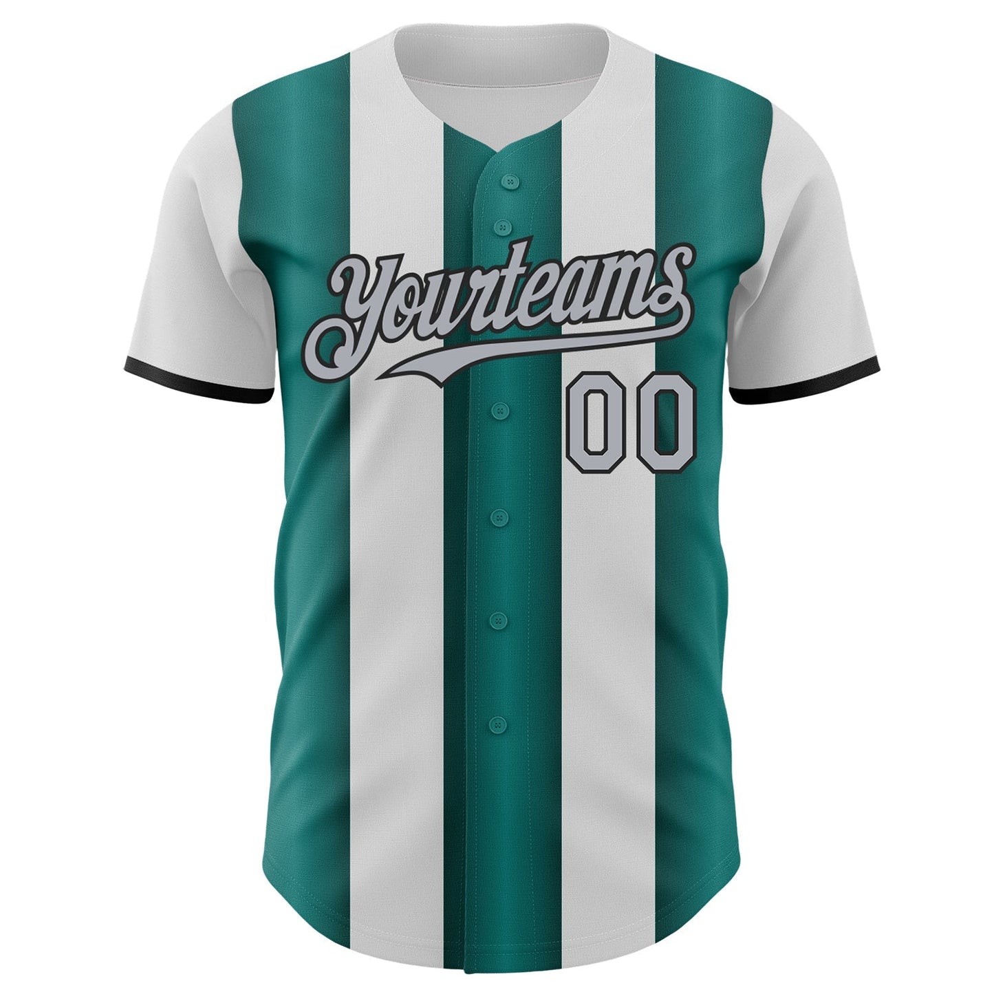 Custom White Gray Midnight Green-Black Gradient Vertical Stripe Argentina Style Authentic Baseball Jersey baseball jersey product view 2