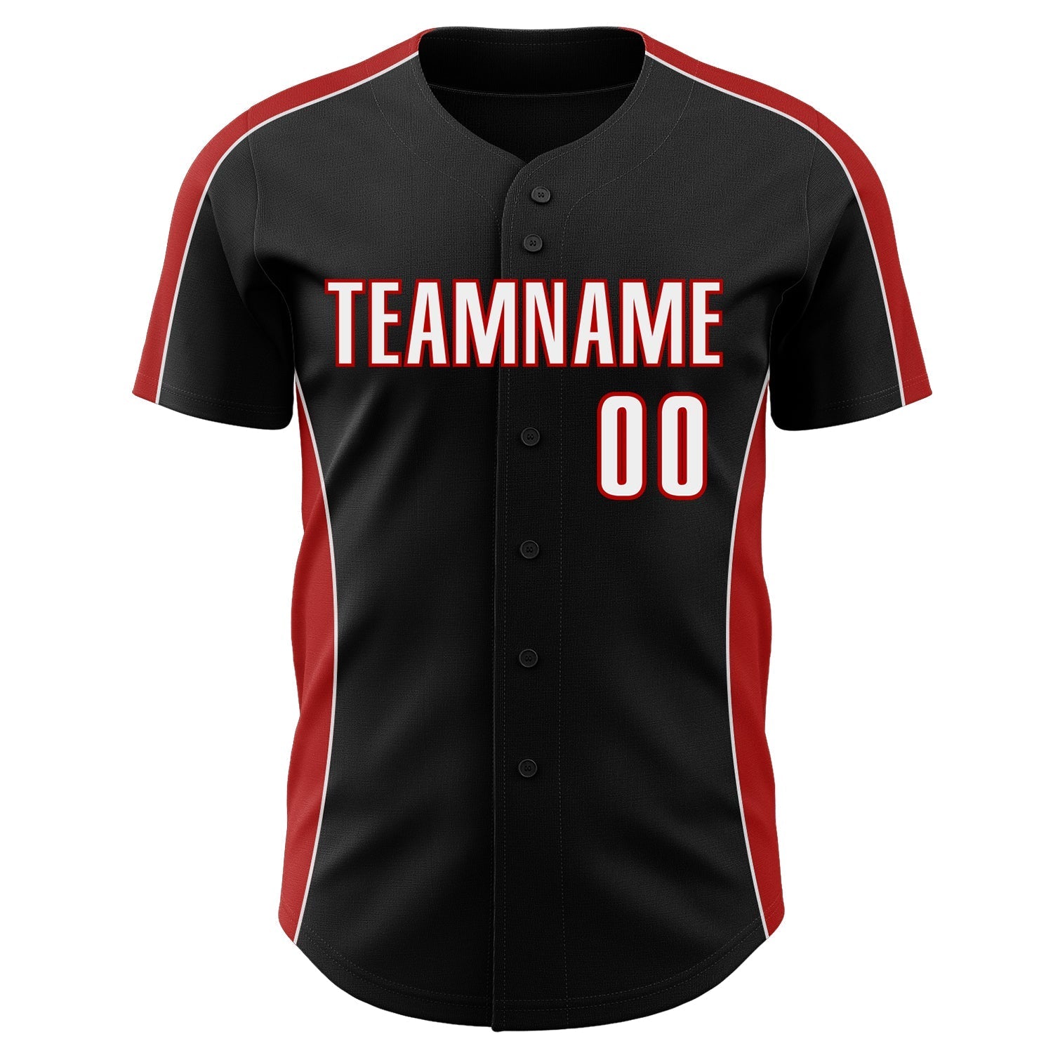 Custom Black White-Red Classic Color Block Side Panel Stripe Authentic Baseball Jersey baseball jersey product view 2
