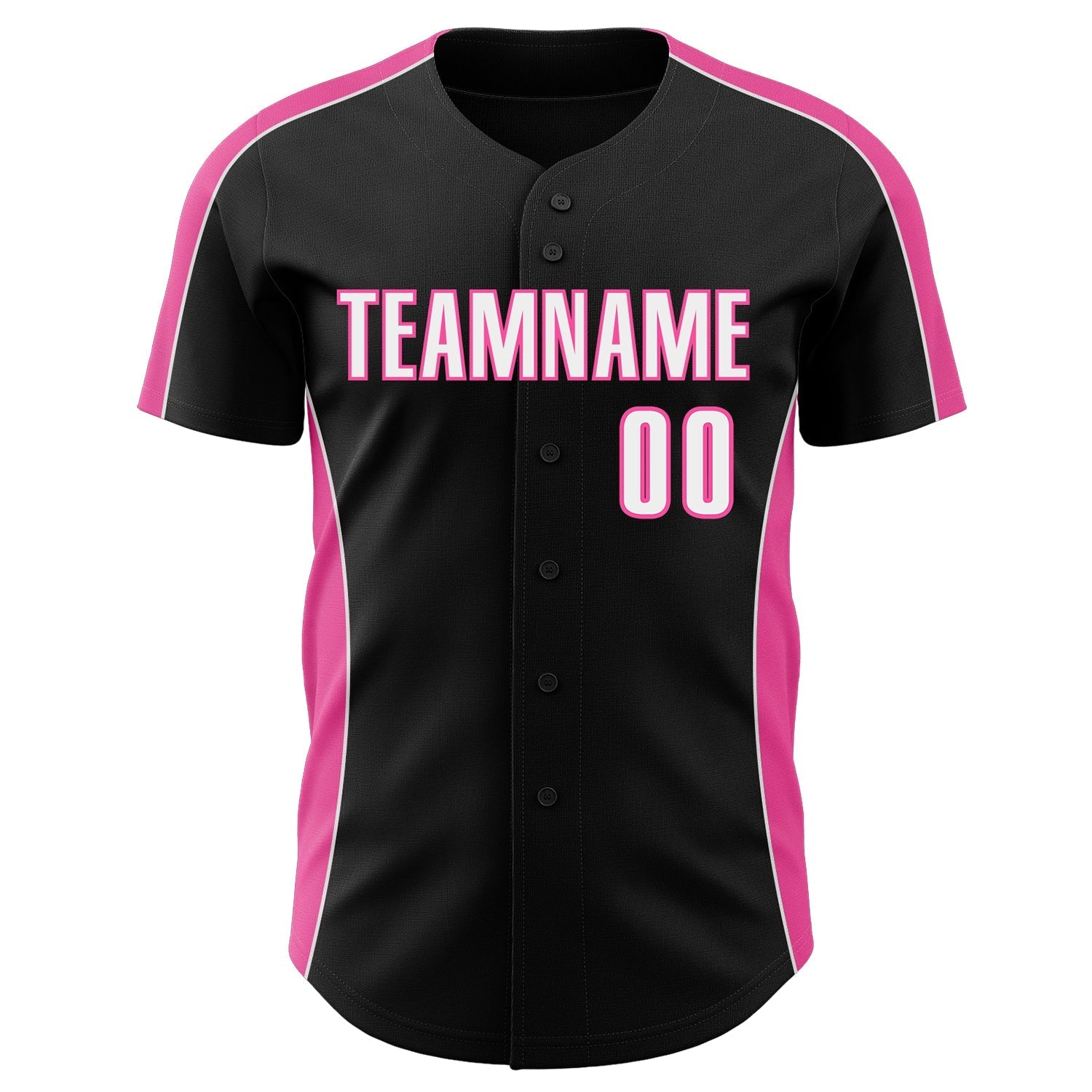 Custom Black White-Pink Classic Color Block Side Panel Stripe Authentic Baseball Jersey baseball jersey product view 2