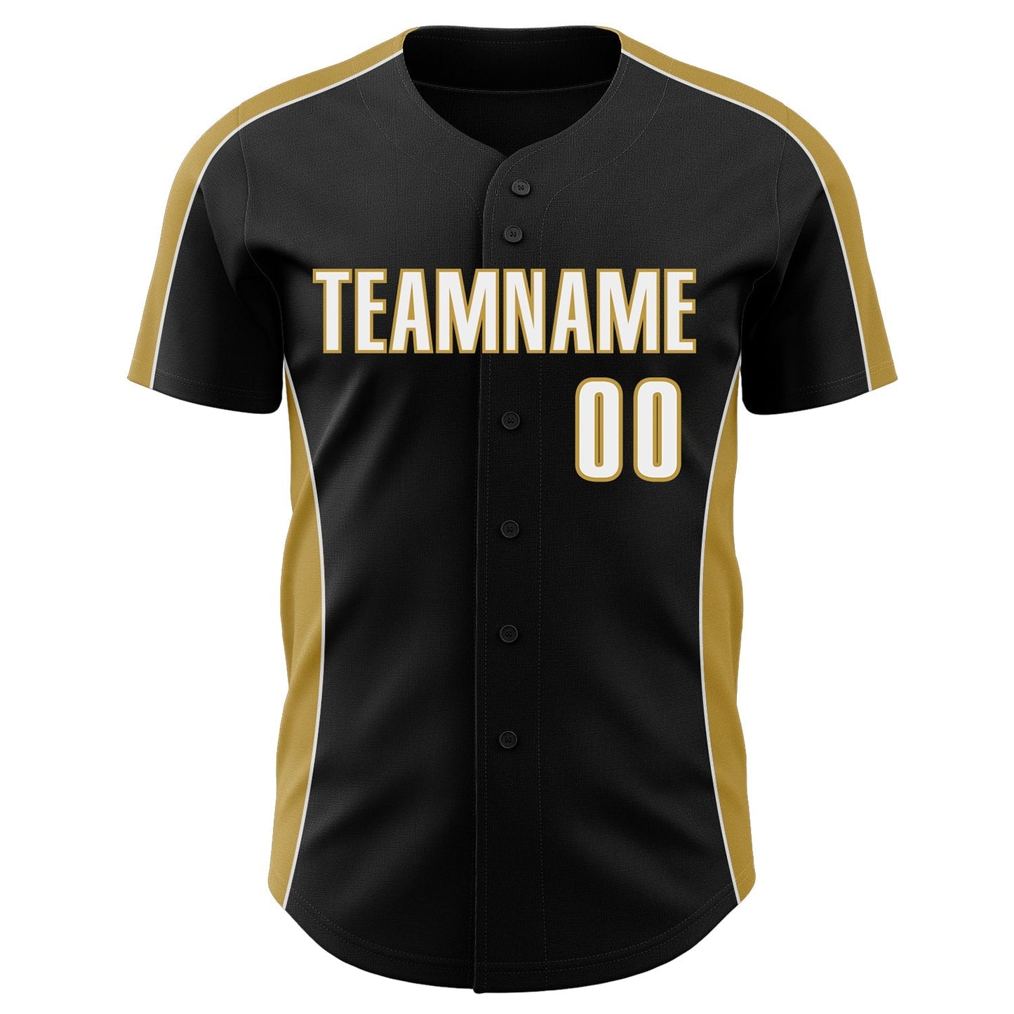 Custom Black White-Old Gold Classic Color Block Side Panel Stripe Authentic Baseball Jersey baseball jersey product view 2
