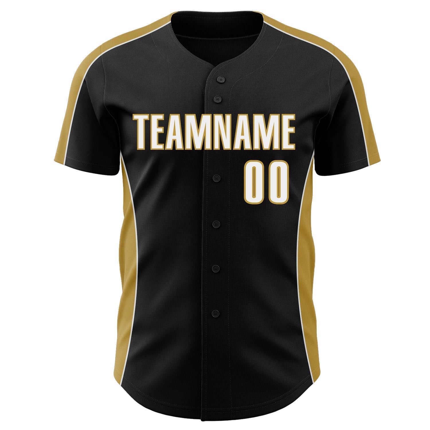 Custom Black White-Old Gold Classic Color Block Side Panel Stripe Authentic Baseball Jersey baseball jersey product view 2