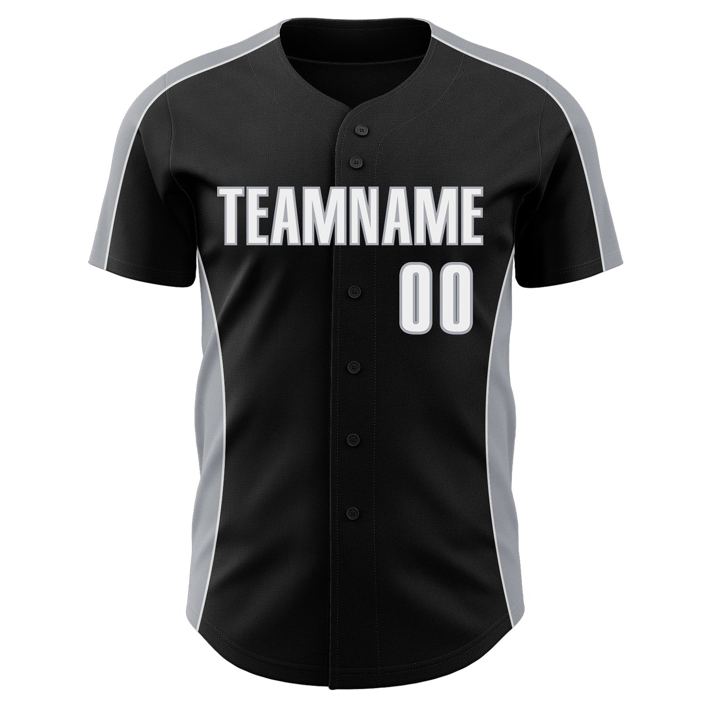 Custom Black White-Gray Classic Color Block Side Panel Stripe Authentic Baseball Jersey baseball jersey product view 2