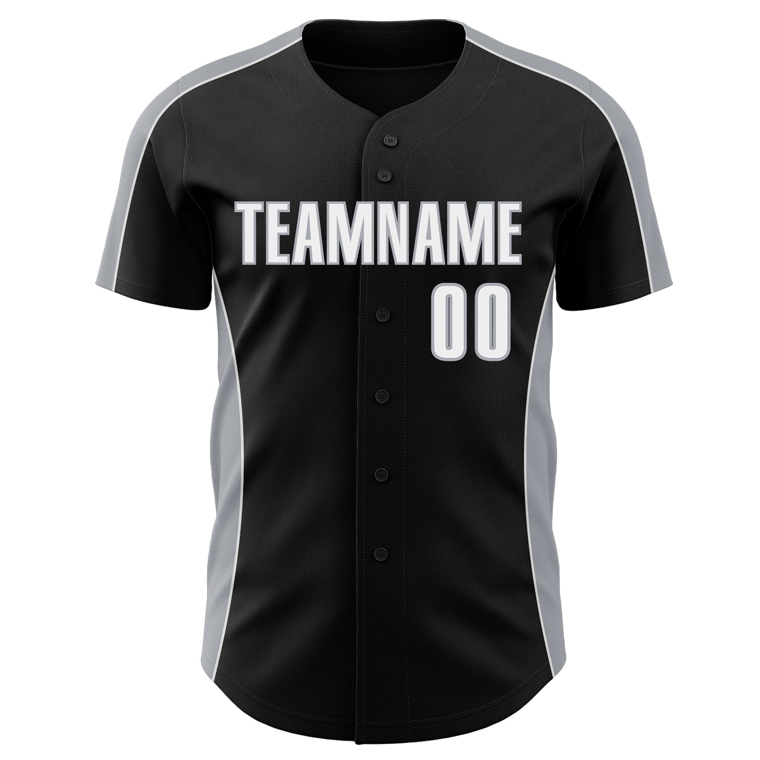 Custom Black White-Gray Classic Color Block Side Panel Stripe Authentic Baseball Jersey baseball jersey product view 2