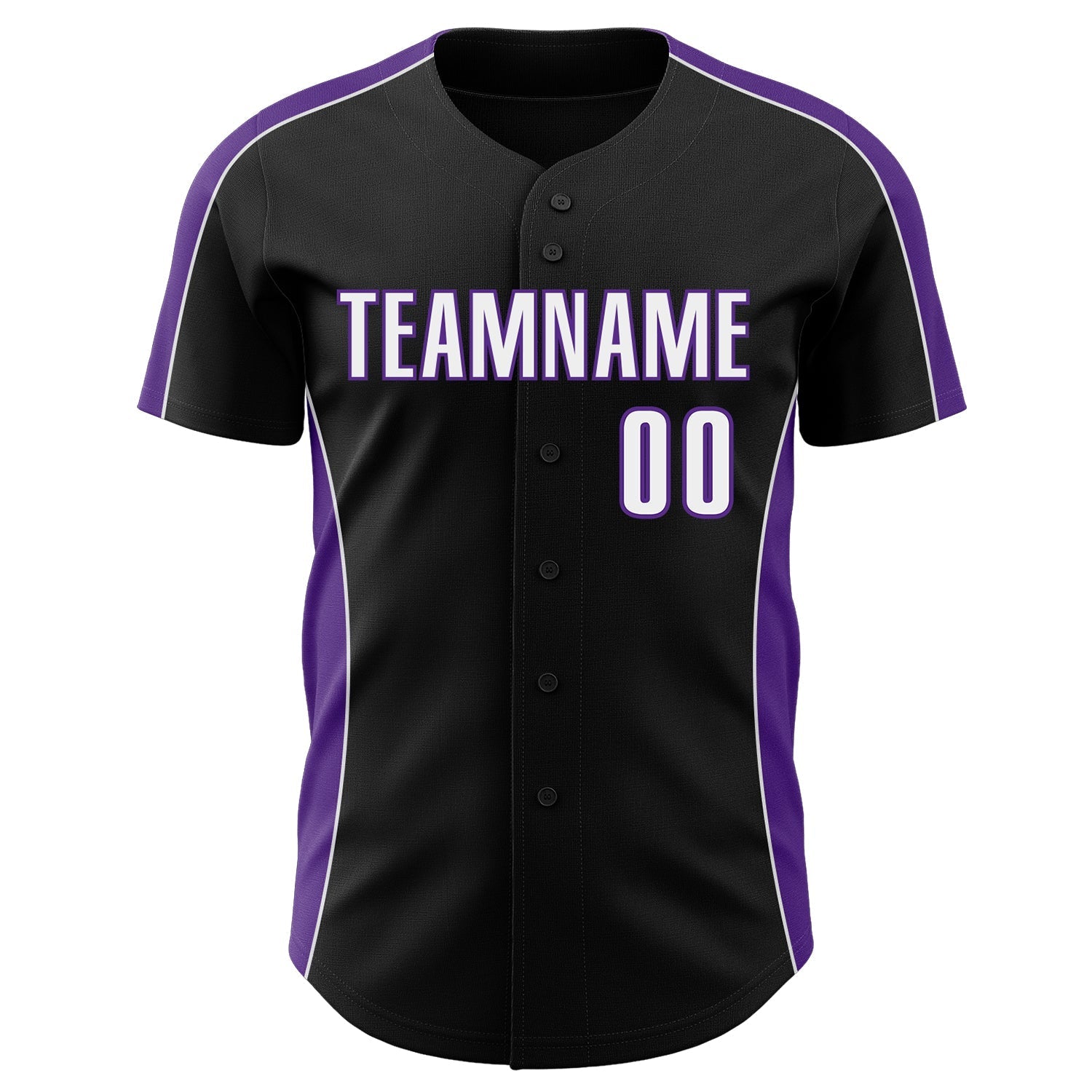 Custom Black White-Purple Classic Color Block Side Panel Stripe Authentic Baseball Jersey baseball jersey product view 2