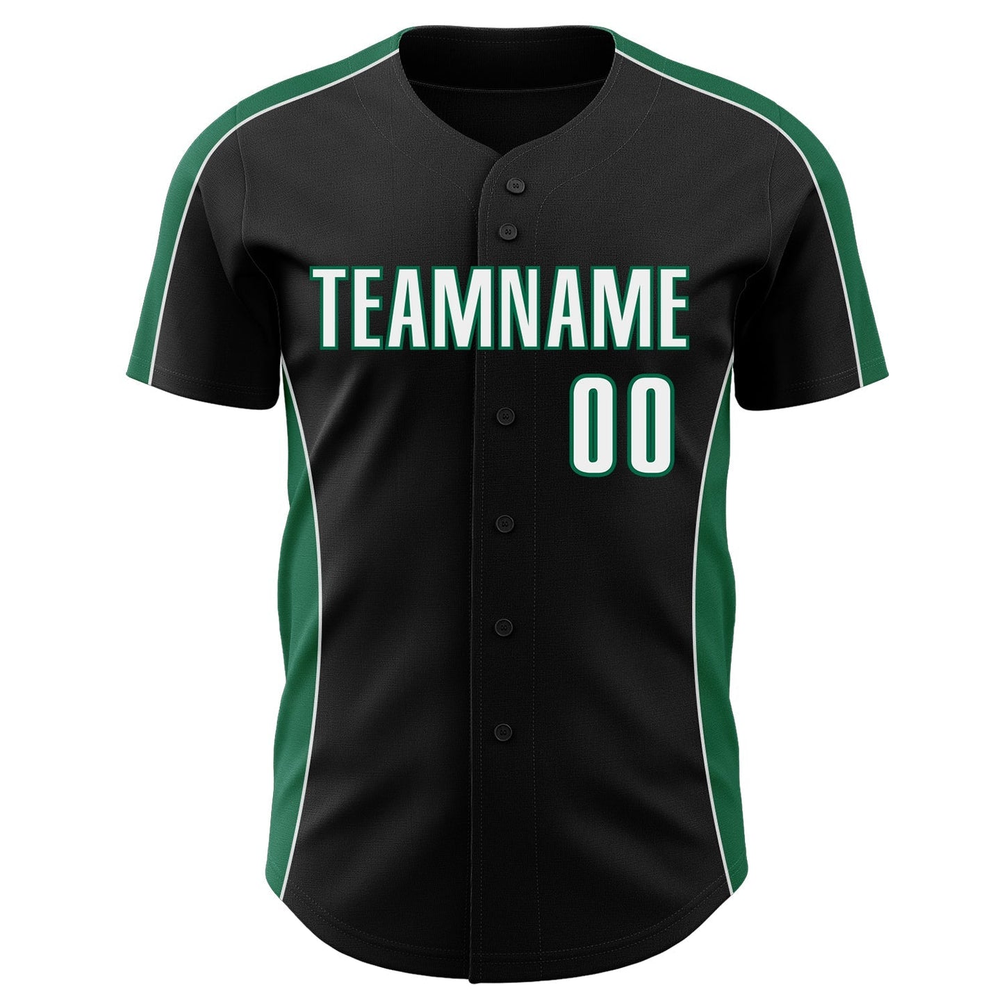 Custom Black White-Kelly Green Classic Color Block Side Panel Stripe Authentic Baseball Jersey baseball jersey product view 2