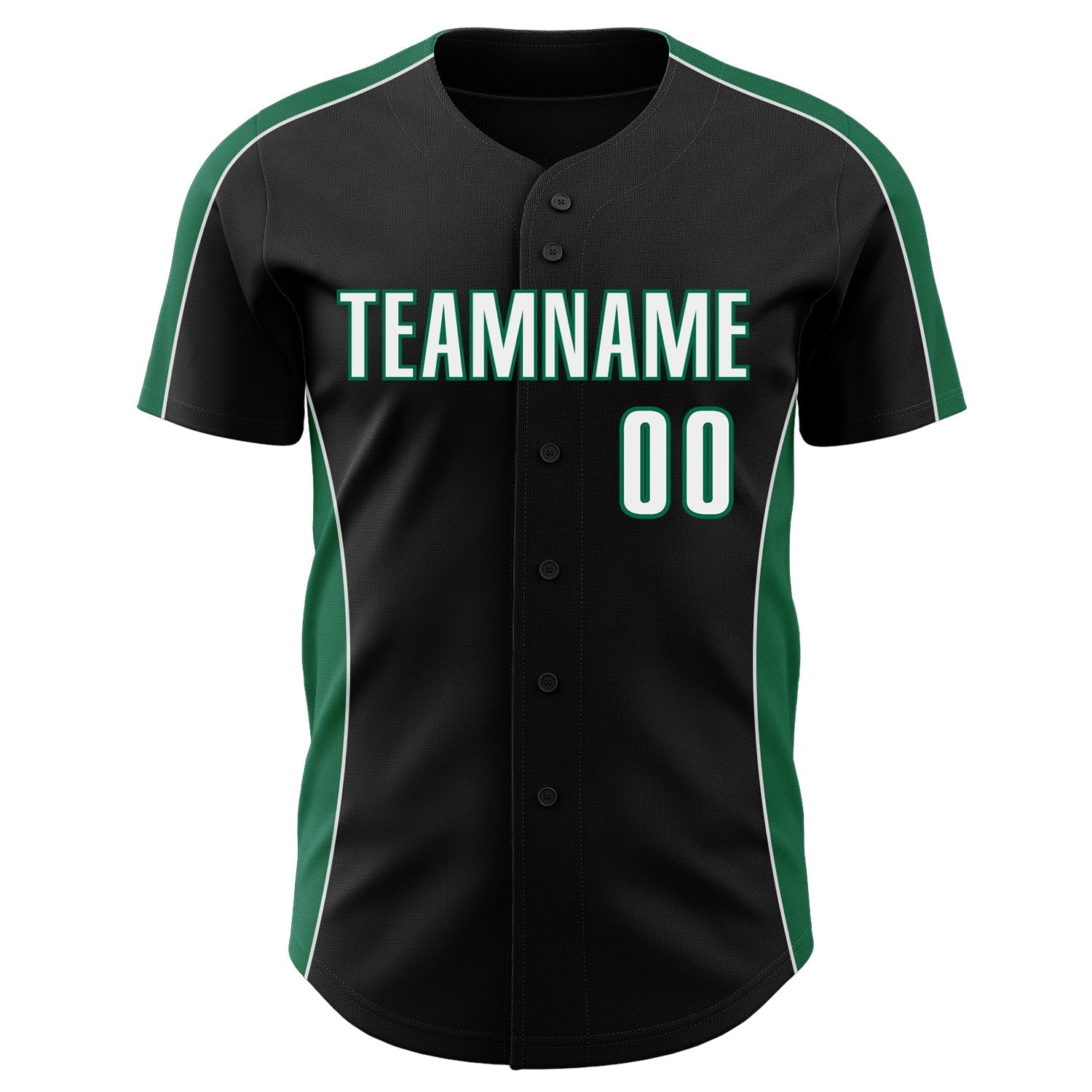 Custom Black White-Kelly Green Classic Color Block Side Panel Stripe Authentic Baseball Jersey baseball jersey product view 2
