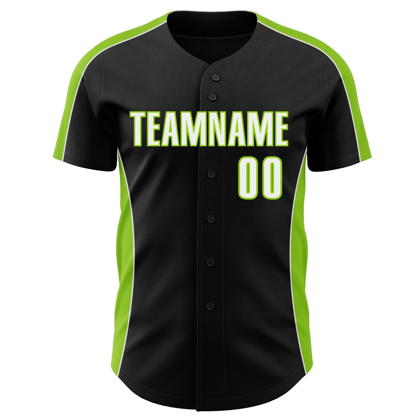 Custom Black White-Neon Green Classic Color Block Side Panel Stripe Authentic Baseball Jersey baseball jersey product view 2