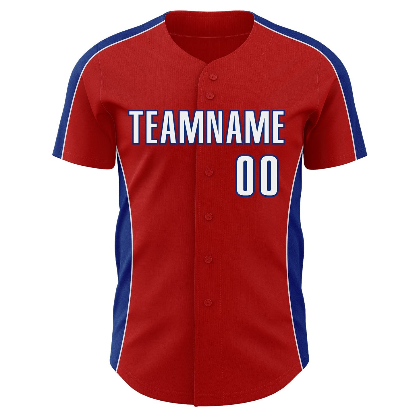 Custom Red White-Royal Classic Color Block Side Panel Stripe Authentic Baseball Jersey baseball jersey product view 2