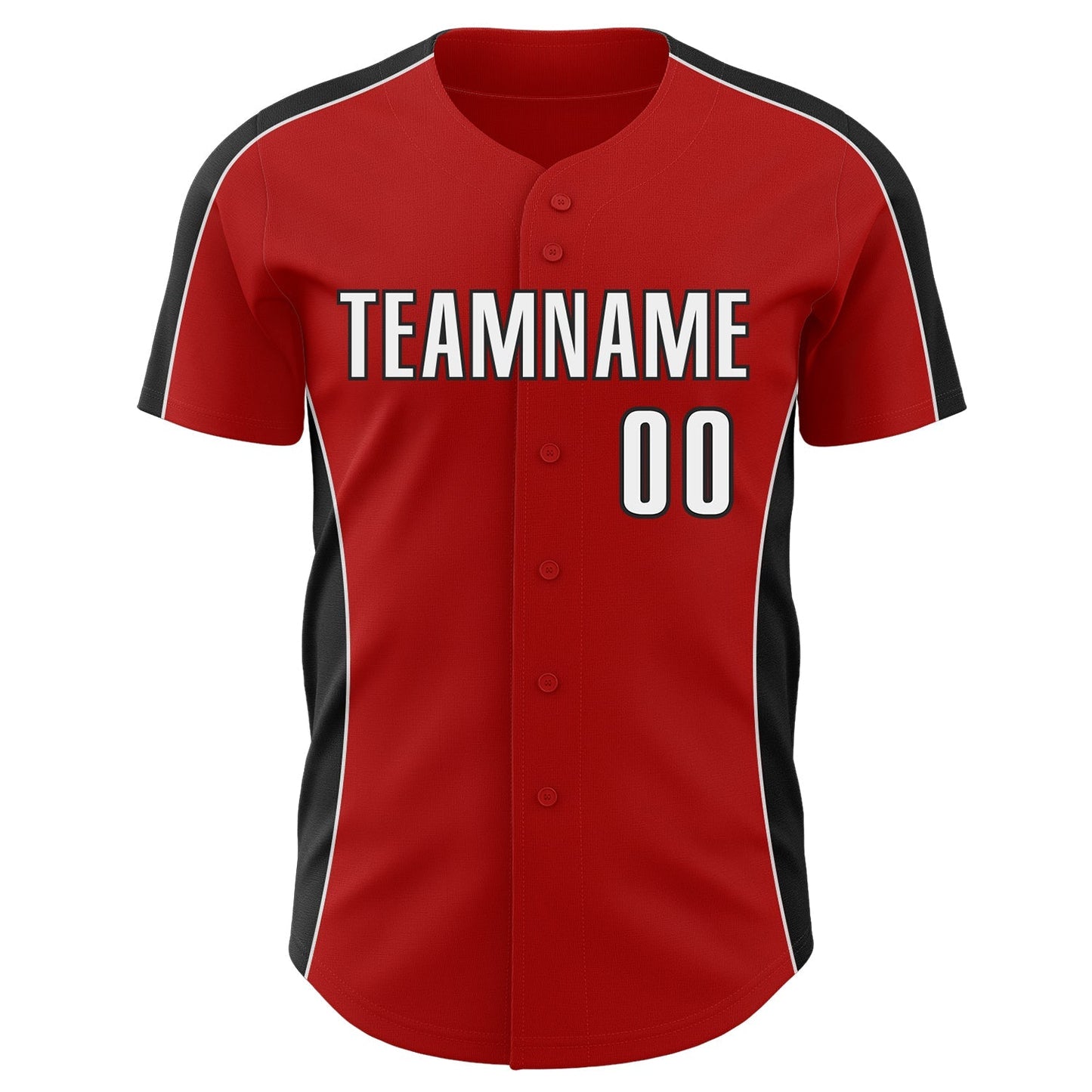 Custom Red White-Black Classic Color Block Side Panel Stripe Authentic Baseball Jersey baseball jersey product view 2