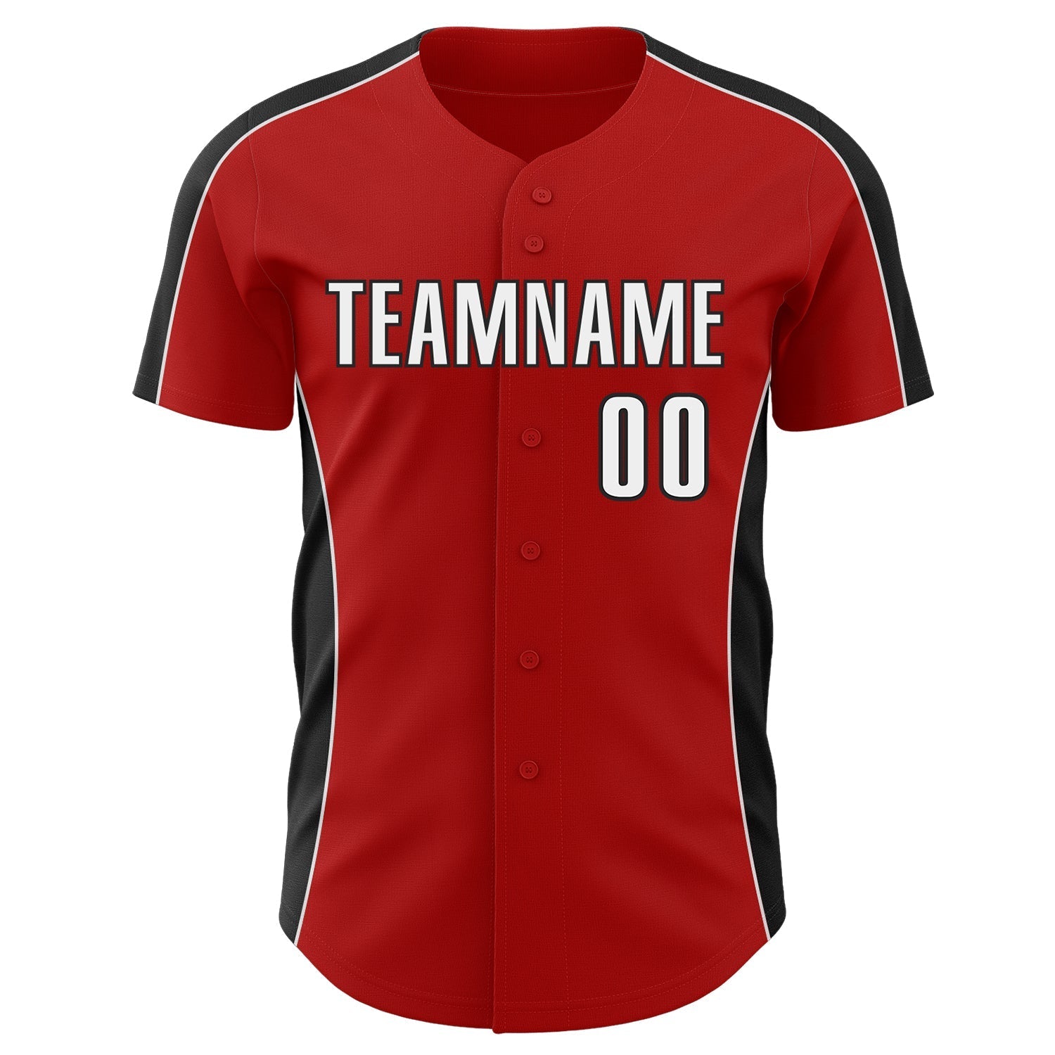 Custom Red White-Black Classic Color Block Side Panel Stripe Authentic Baseball Jersey baseball jersey product view 2