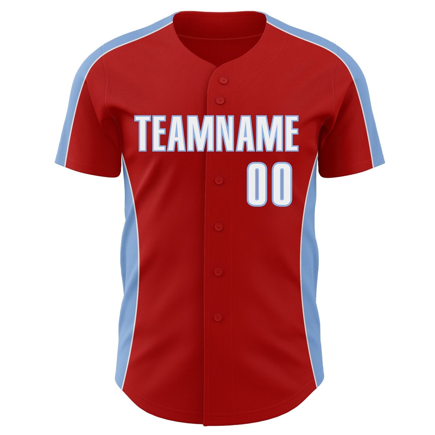 Custom Red White-Light Blue Classic Color Block Side Panel Stripe Authentic Baseball Jersey baseball jersey product view 2