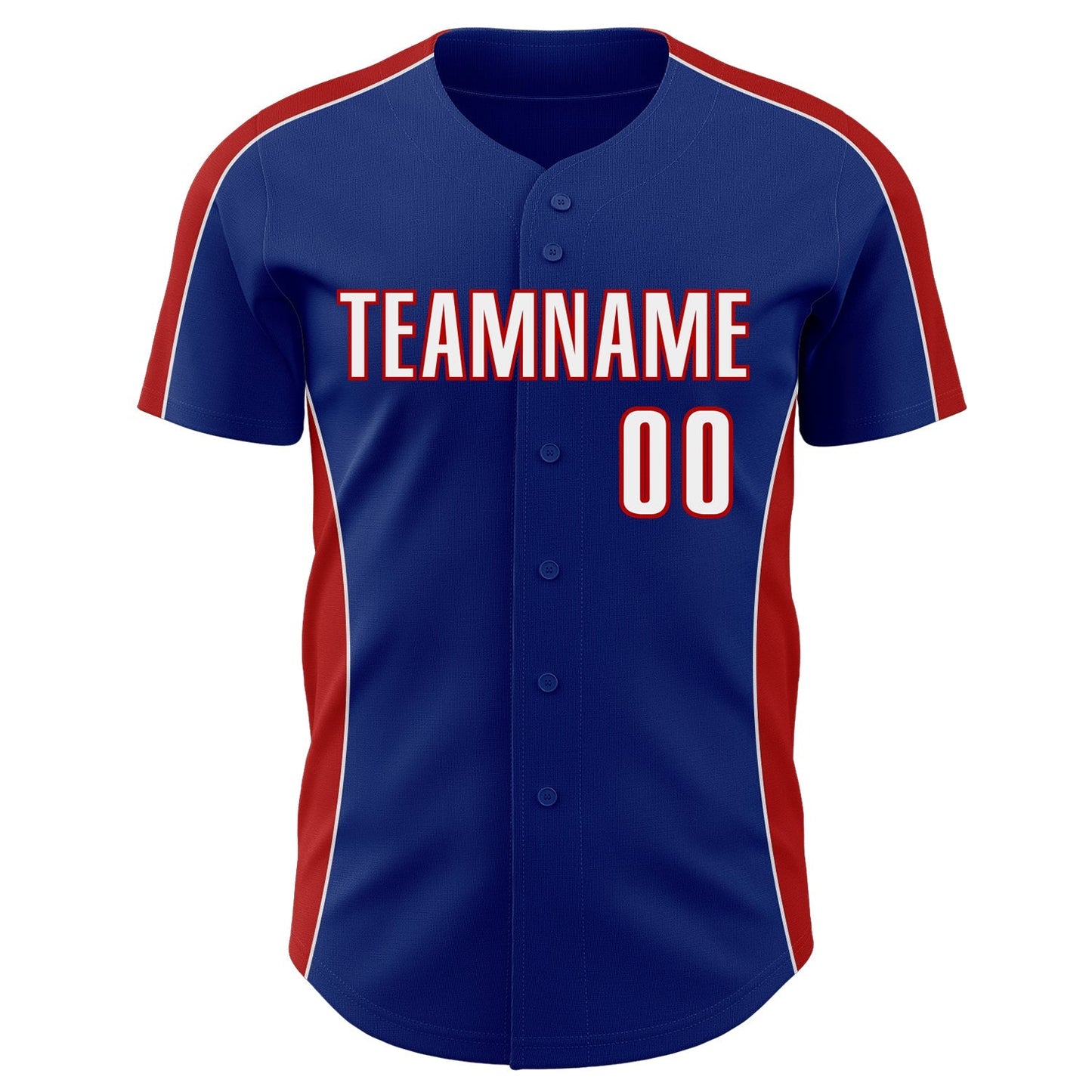 Custom Royal White-Red Classic Color Block Side Panel Stripe Authentic Baseball Jersey baseball jersey product view 2