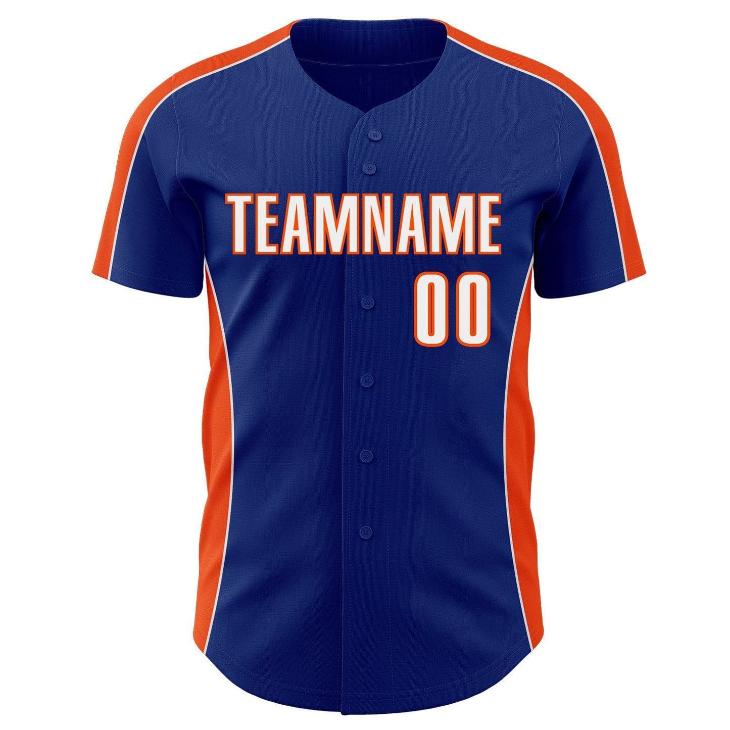 Custom Royal White-Orange Classic Color Block Side Panel Stripe Authentic Baseball Jersey baseball jersey product view 2