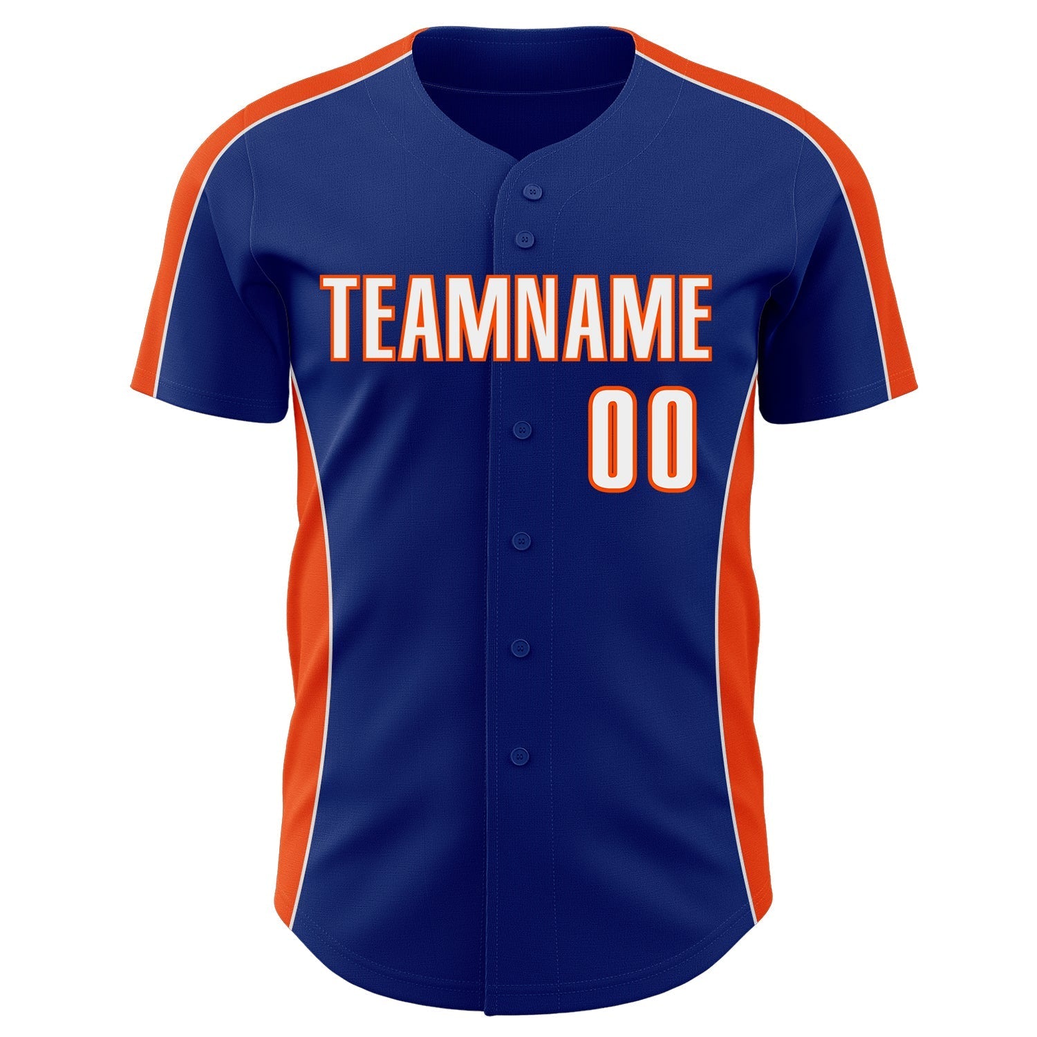 Custom Royal White-Orange Classic Color Block Side Panel Stripe Authentic Baseball Jersey baseball jersey product view 2