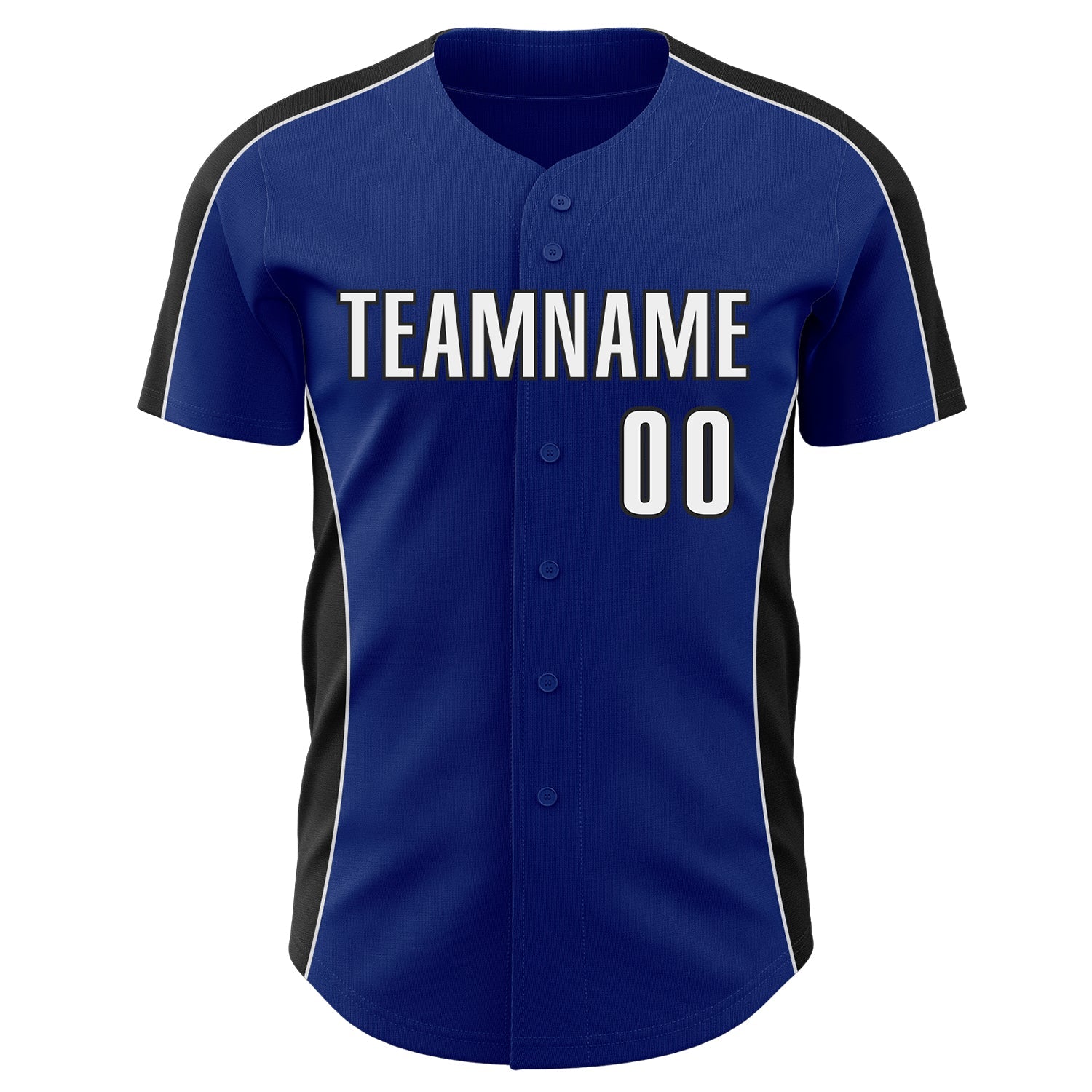 Custom Royal White-Black Classic Color Block Side Panel Stripe Authentic Baseball Jersey baseball jersey product view 2