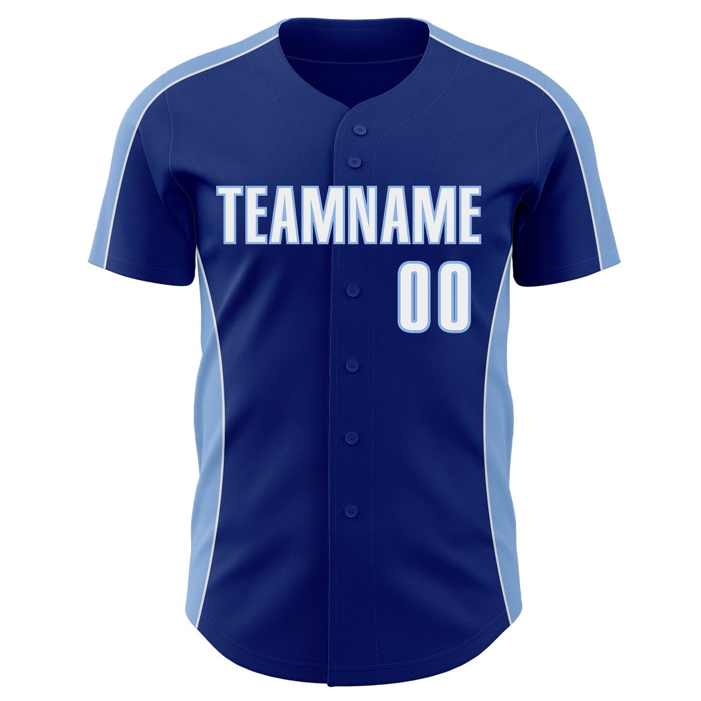 Custom Royal White-Light Blue Classic Color Block Side Panel Stripe Authentic Baseball Jersey baseball jersey product view 2