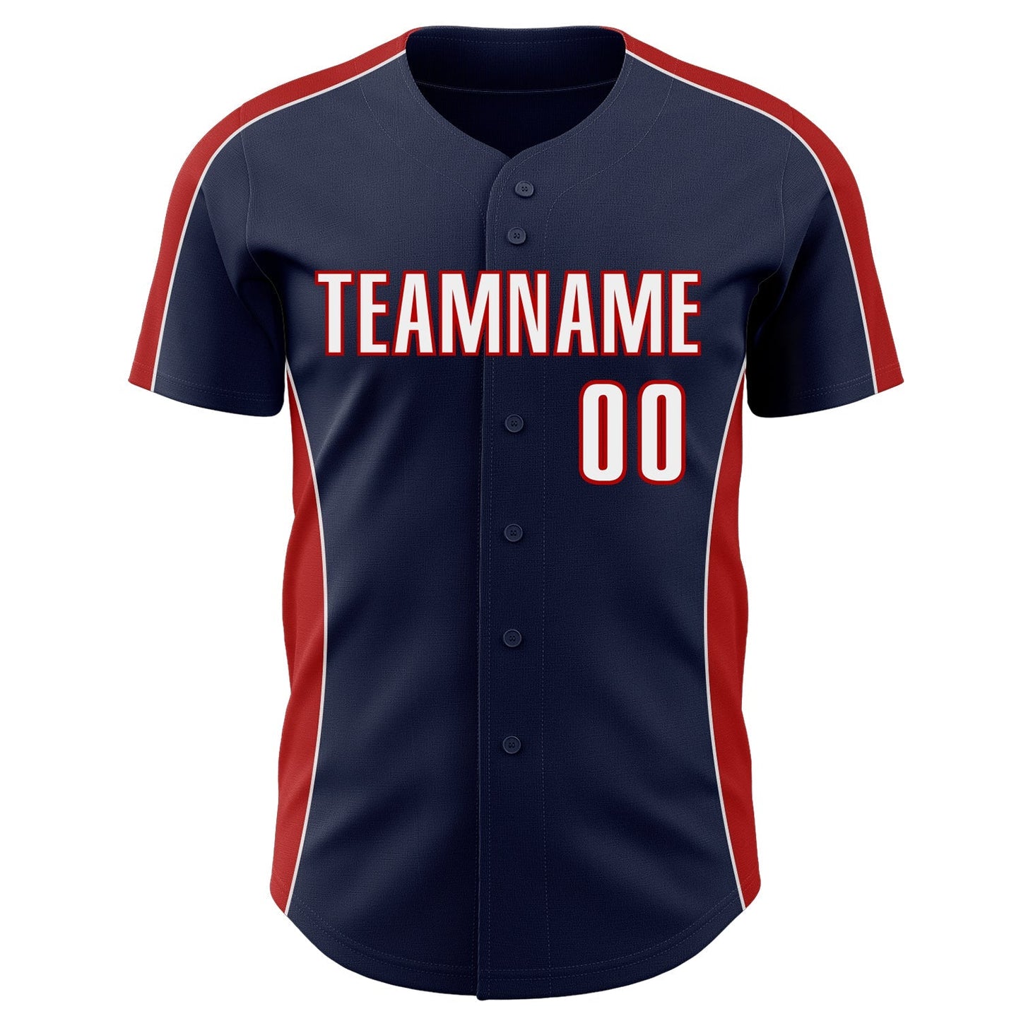 Custom Navy White-Red Classic Color Block Side Panel Stripe Authentic Baseball Jersey baseball jersey product view 2