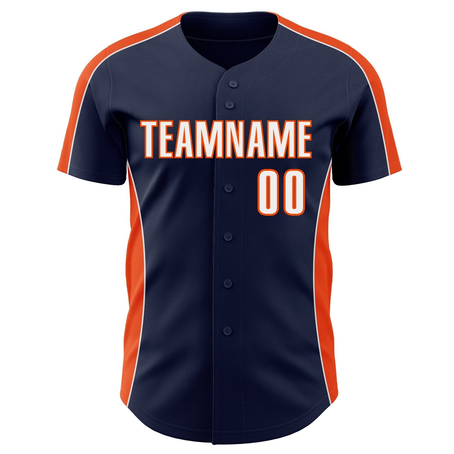 Custom Navy White-Orange Classic Color Block Side Panel Stripe Authentic Baseball Jersey baseball jersey product view 2