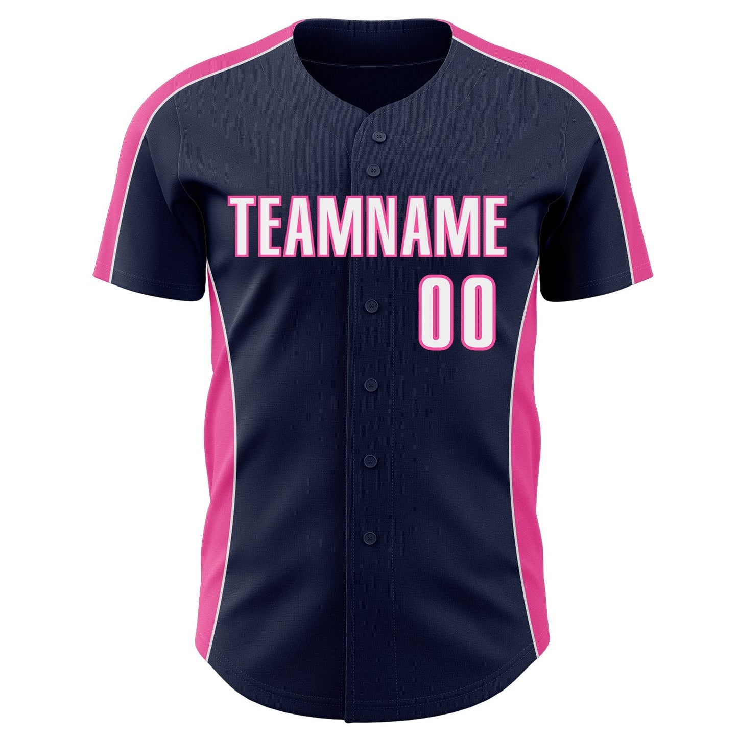 Custom Navy White-Pink Classic Color Block Side Panel Stripe Authentic Baseball Jersey baseball jersey product view 2
