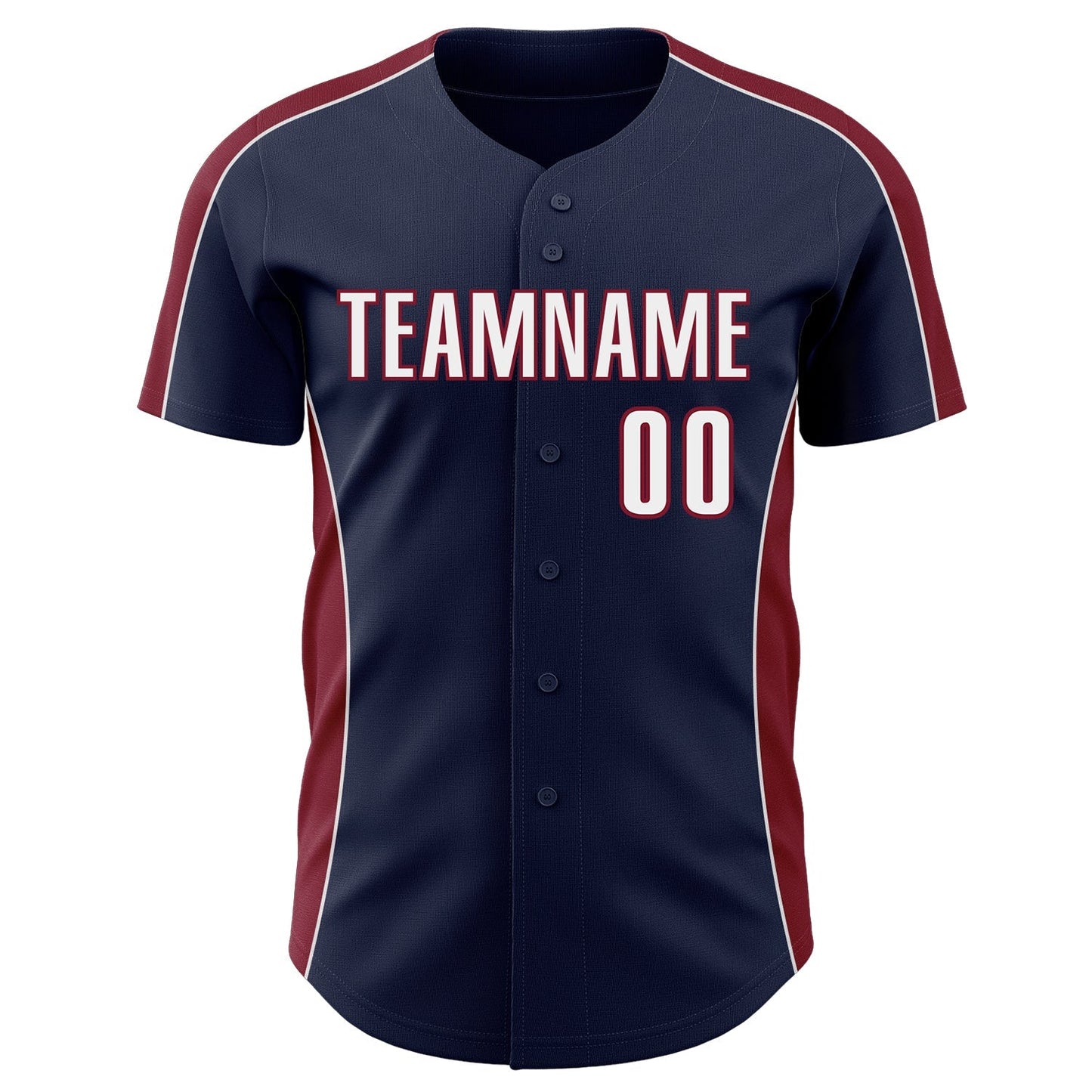 Custom Navy White-Crimson Classic Color Block Side Panel Stripe Authentic Baseball Jersey baseball jersey product view 2