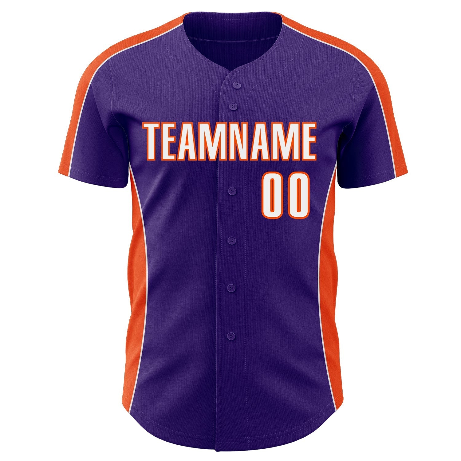 Custom Purple White-Orange Classic Color Block Side Panel Stripe Authentic Baseball Jersey baseball jersey product view 2
