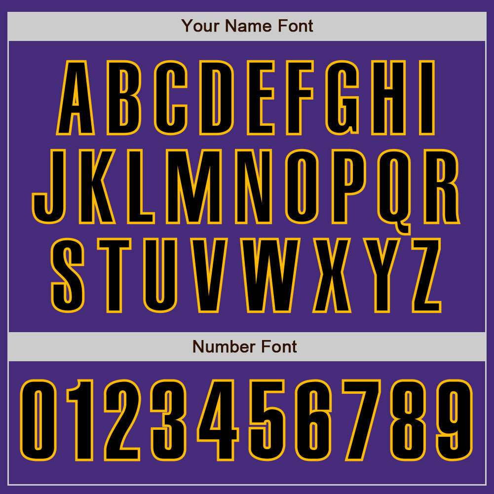 Custom Purple Black-Gold Classic Color Block Side Panel Stripe Authentic Baseball Jersey baseball jersey product view 5