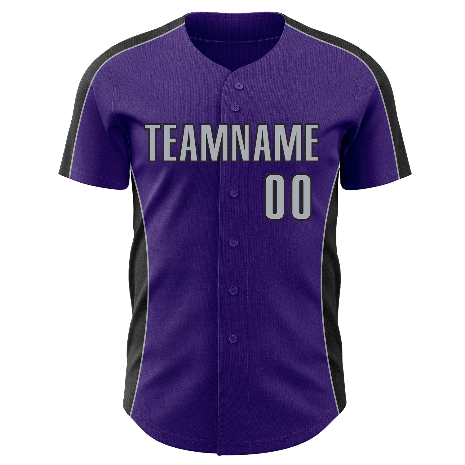 Custom Purple Gray-Black Classic Color Block Side Panel Stripe Authentic Baseball Jersey baseball jersey product view 2