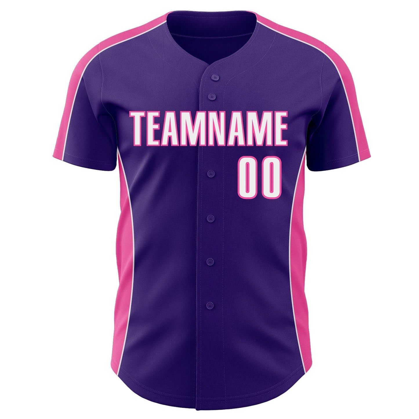 Custom Purple White-Pink Classic Color Block Side Panel Stripe Authentic Baseball Jersey baseball jersey product view 2