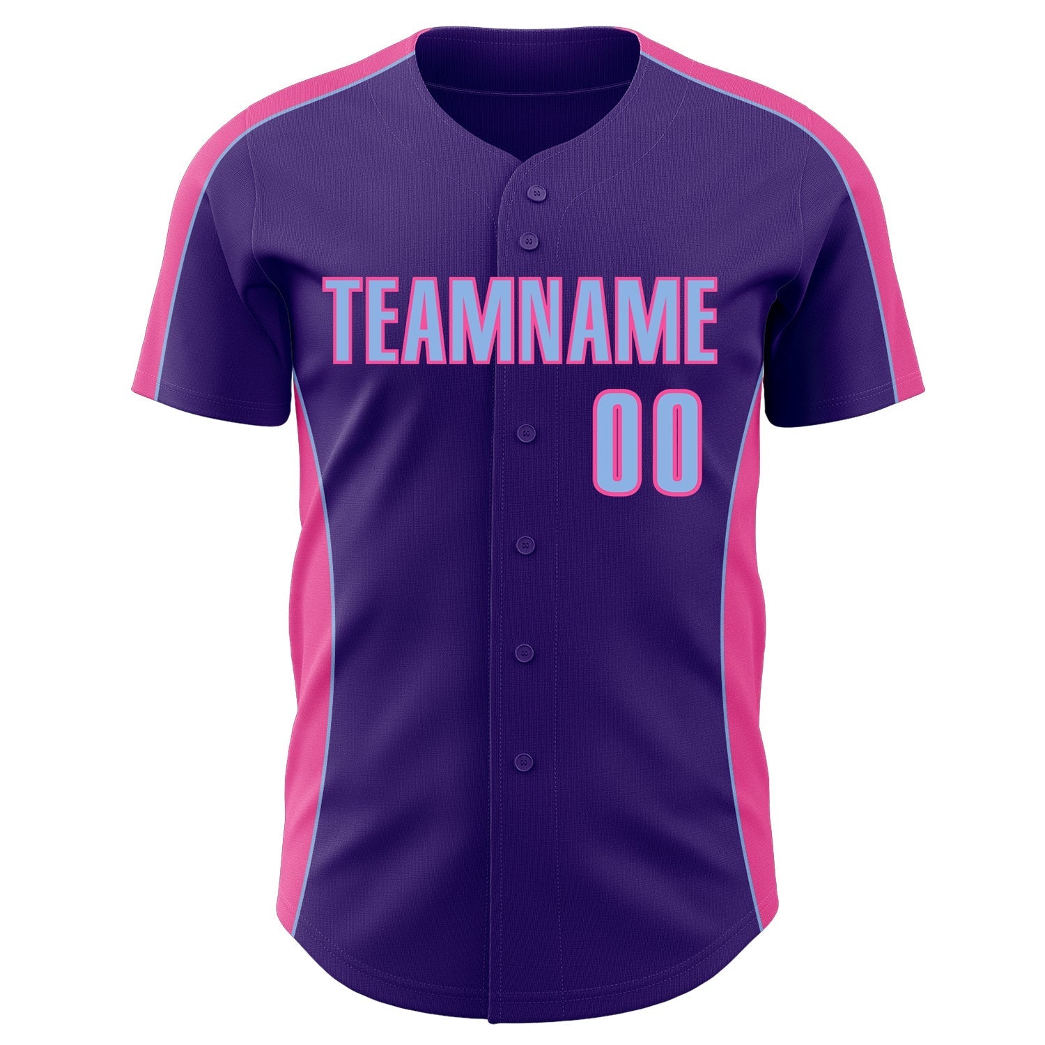 Custom Purple Light Blue-Pink Classic Color Block Side Panel Stripe Authentic Baseball Jersey baseball jersey product view 2