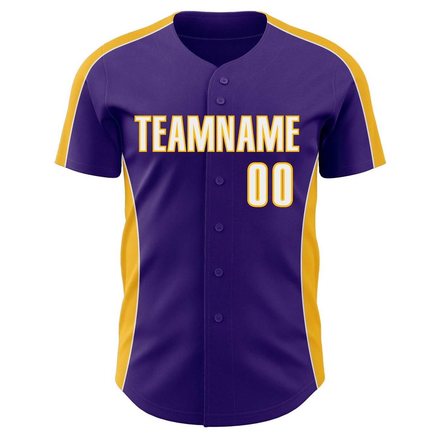 Custom Purple White-Gold Classic Color Block Side Panel Stripe Authentic Baseball Jersey baseball jersey product view 2