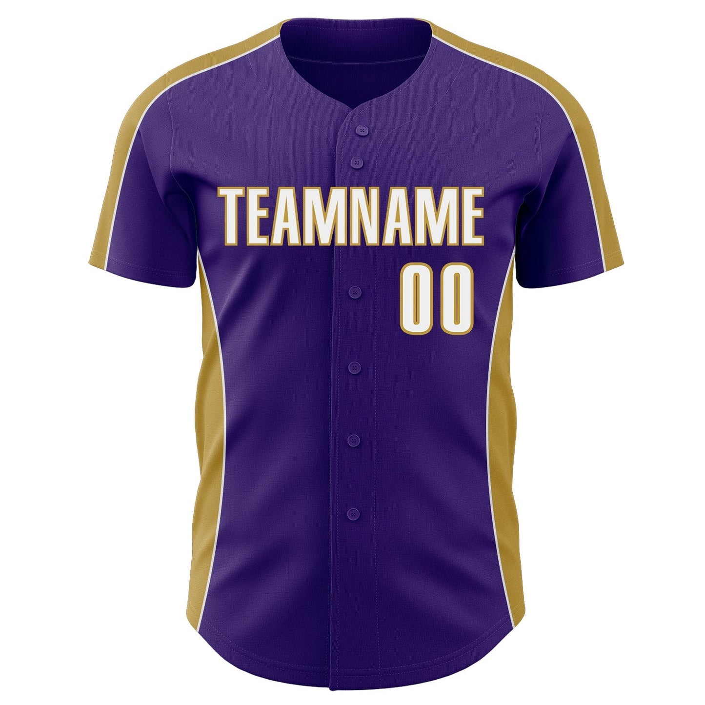 Custom Purple White-Old Gold Classic Color Block Side Panel Stripe Authentic Baseball Jersey baseball jersey product view 2