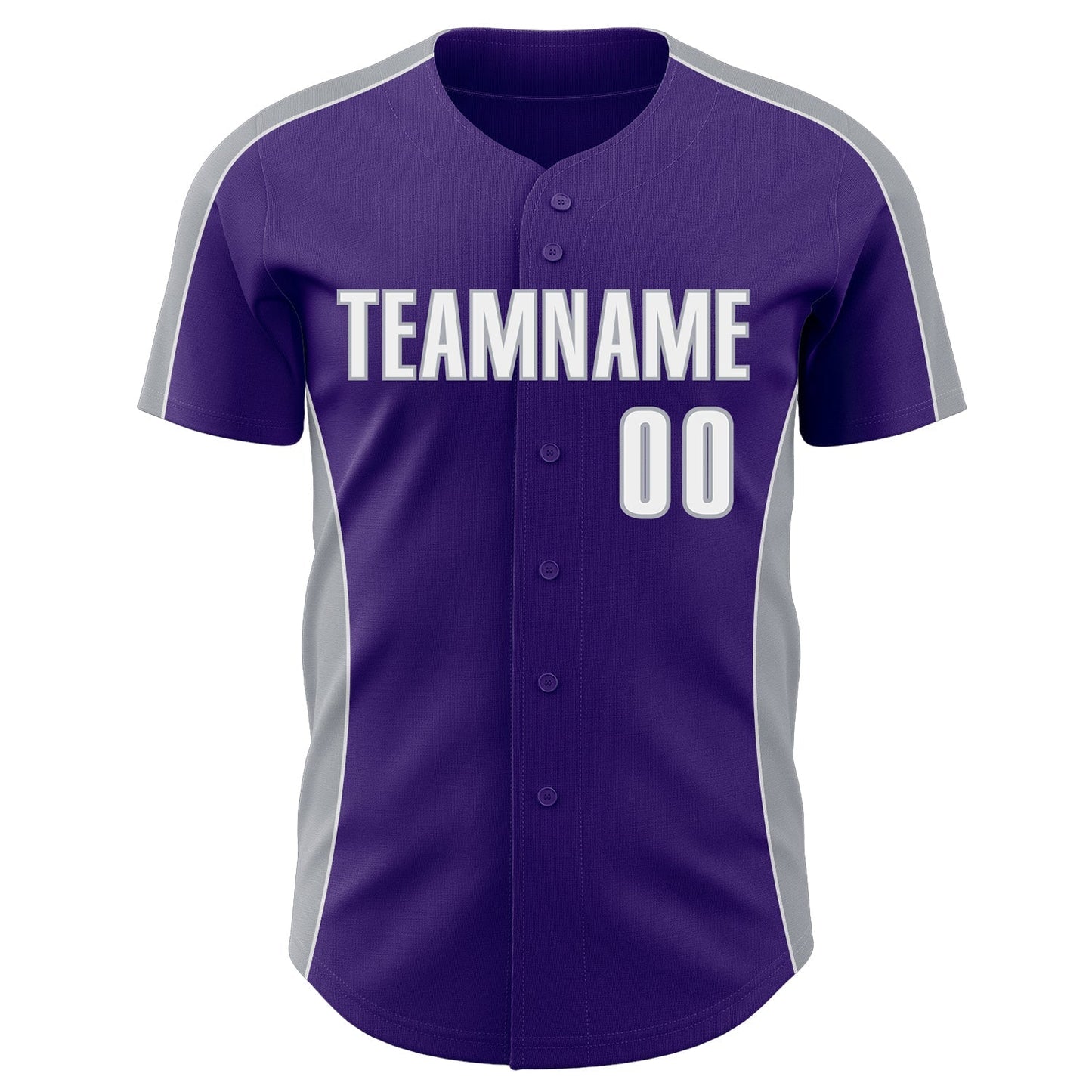 Custom Purple White-Gray Classic Color Block Side Panel Stripe Authentic Baseball Jersey baseball jersey product view 2