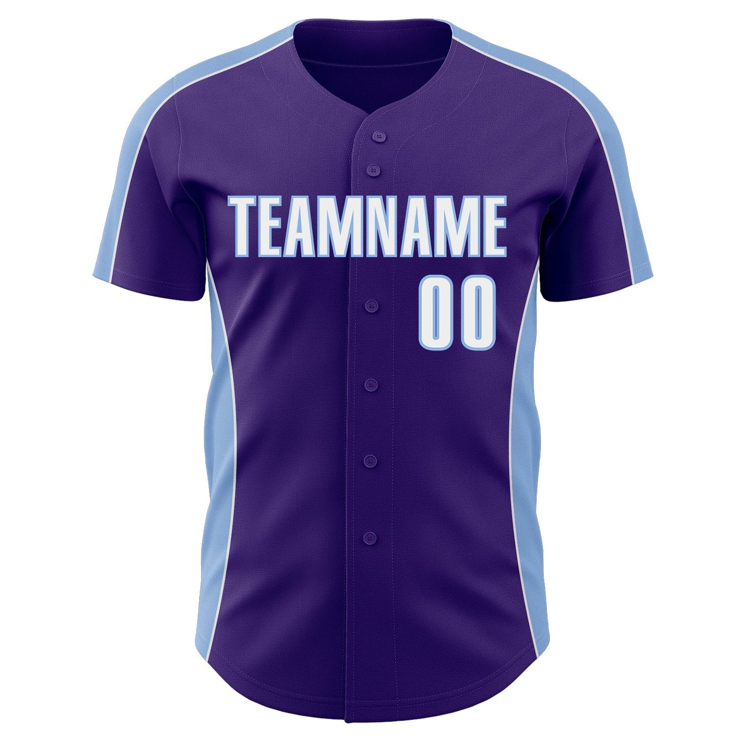 Custom Purple White-Light Blue Classic Color Block Side Panel Stripe Authentic Baseball Jersey baseball jersey product view 2