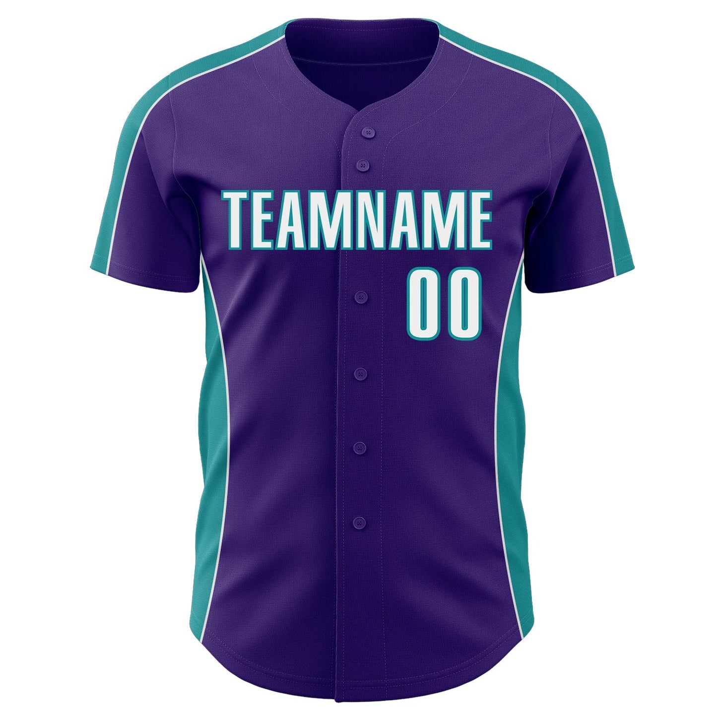 Custom Purple White-Teal Classic Color Block Side Panel Stripe Authentic Baseball Jersey baseball jersey product view 2