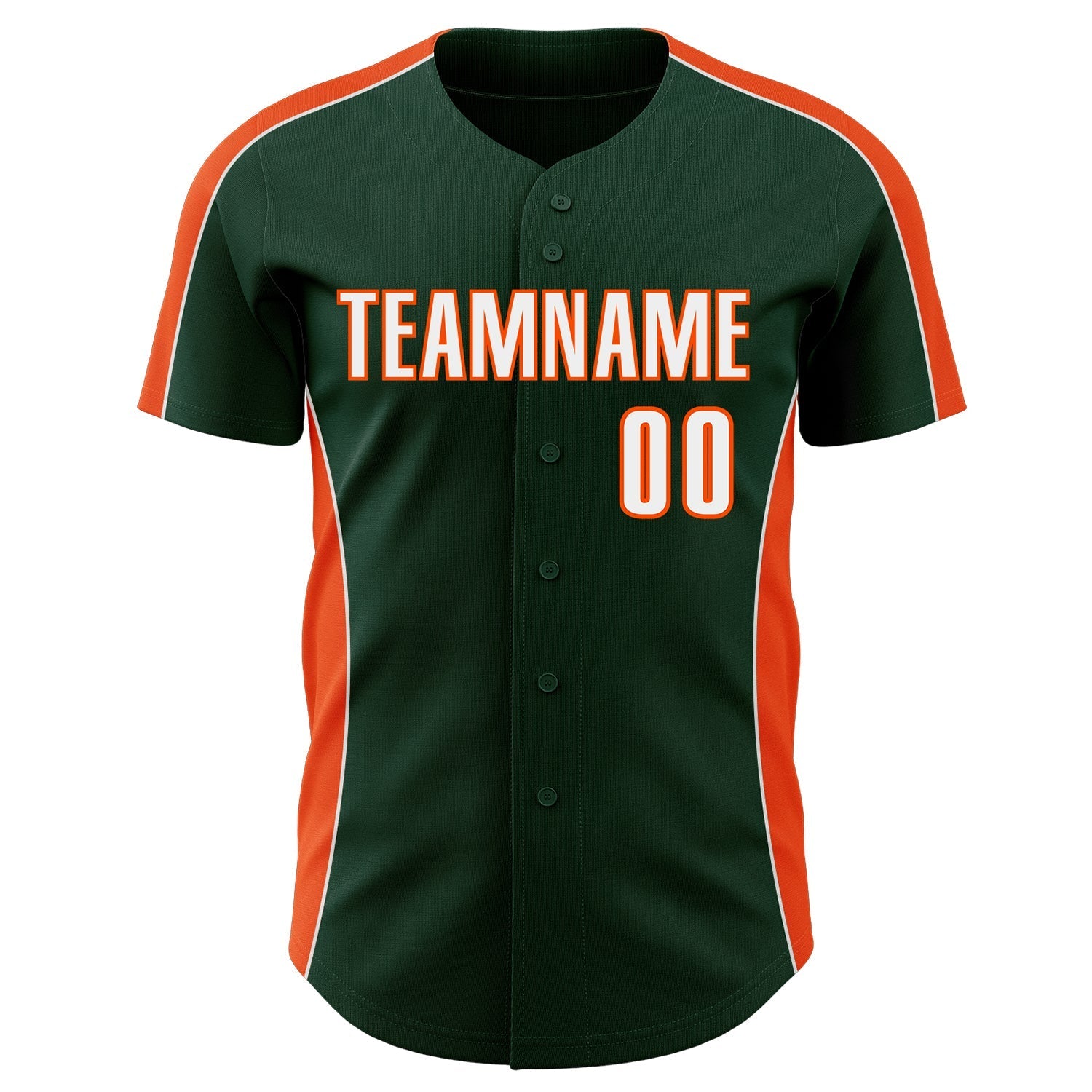 Custom Green White-Orange Classic Color Block Side Panel Stripe Authentic Baseball Jersey baseball jersey product view 2