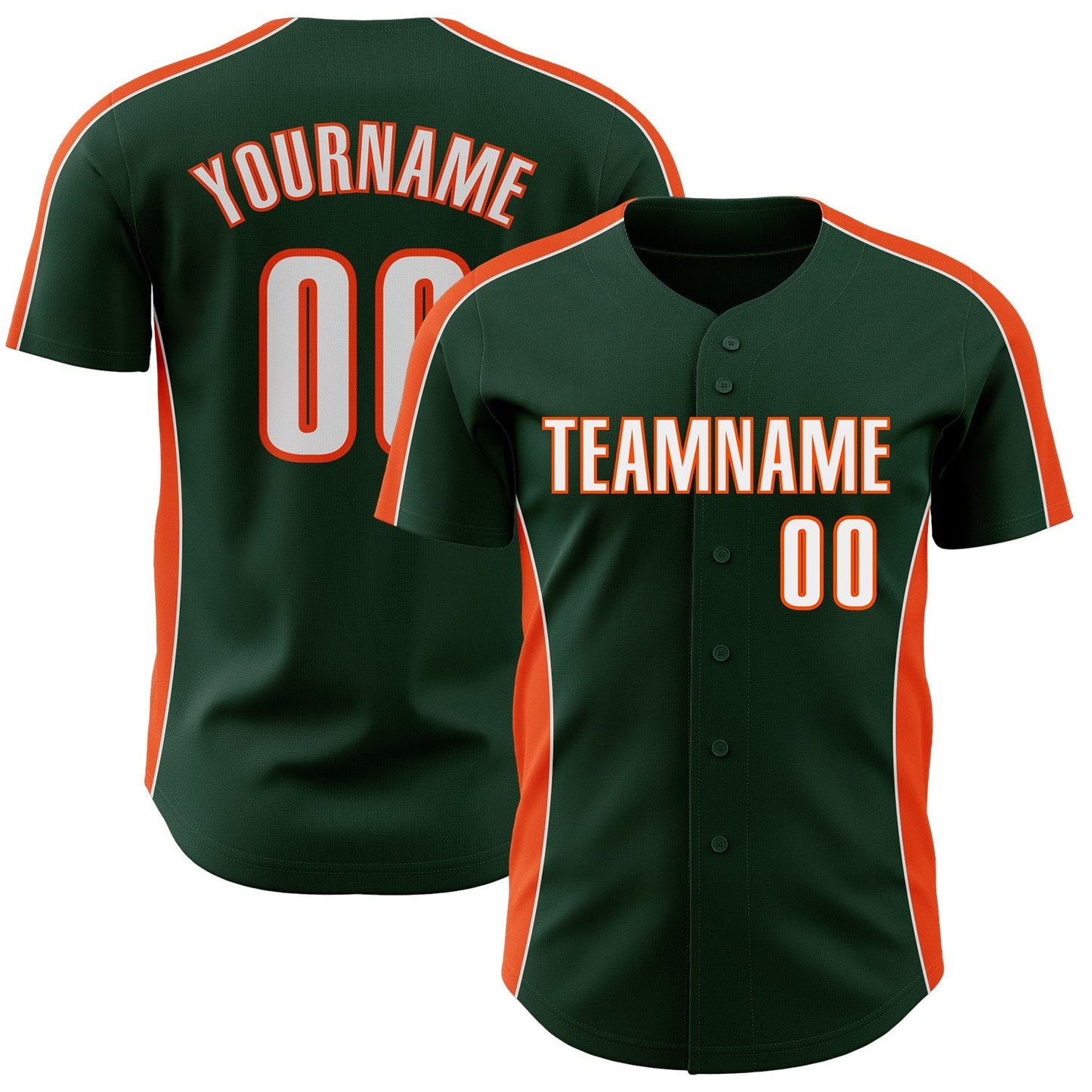 Custom Green White-Orange Classic Color Block Side Panel Stripe Authentic Baseball Jersey baseball jersey product view 1