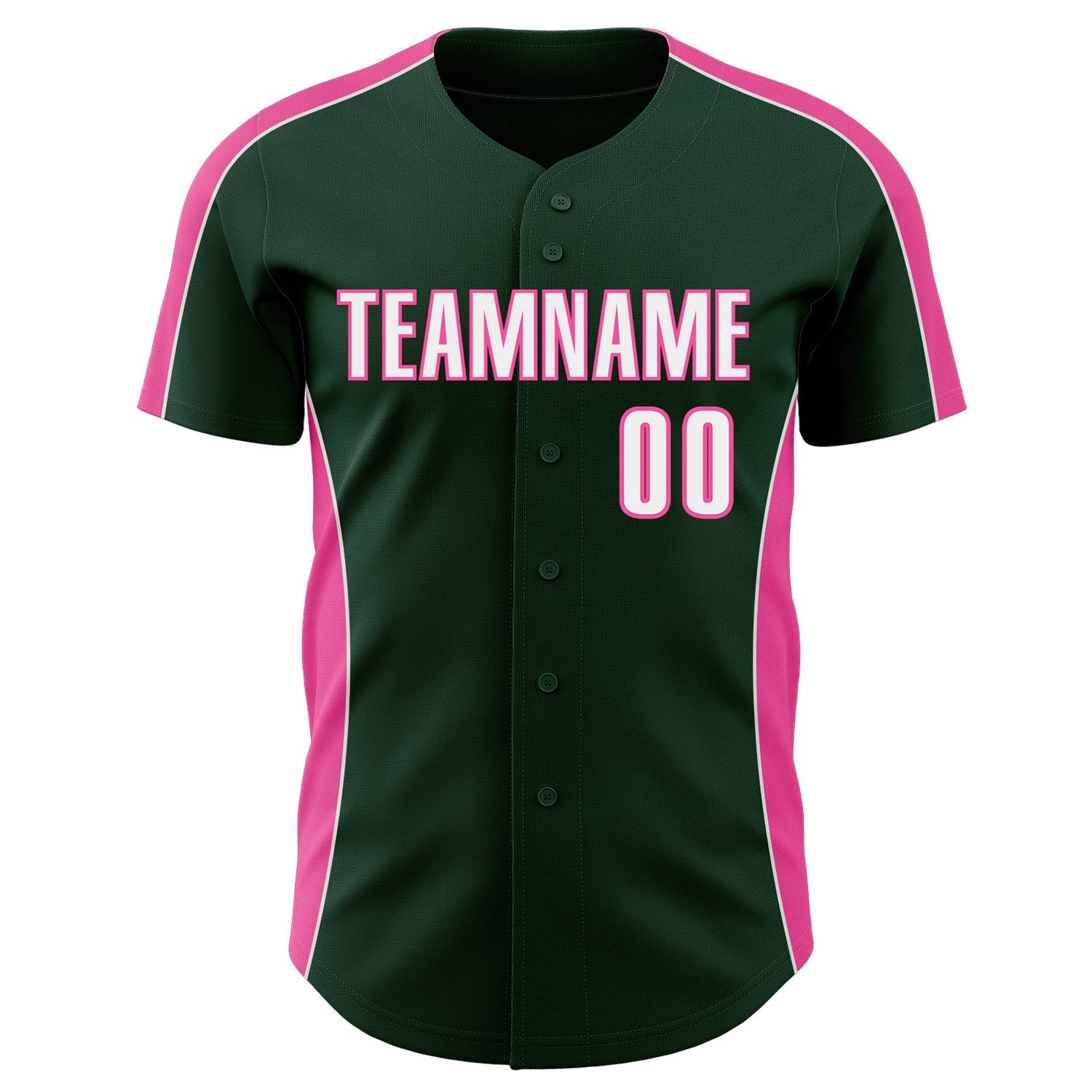 Custom Green White-Pink Classic Color Block Side Panel Stripe Authentic Baseball Jersey baseball jersey product view 2