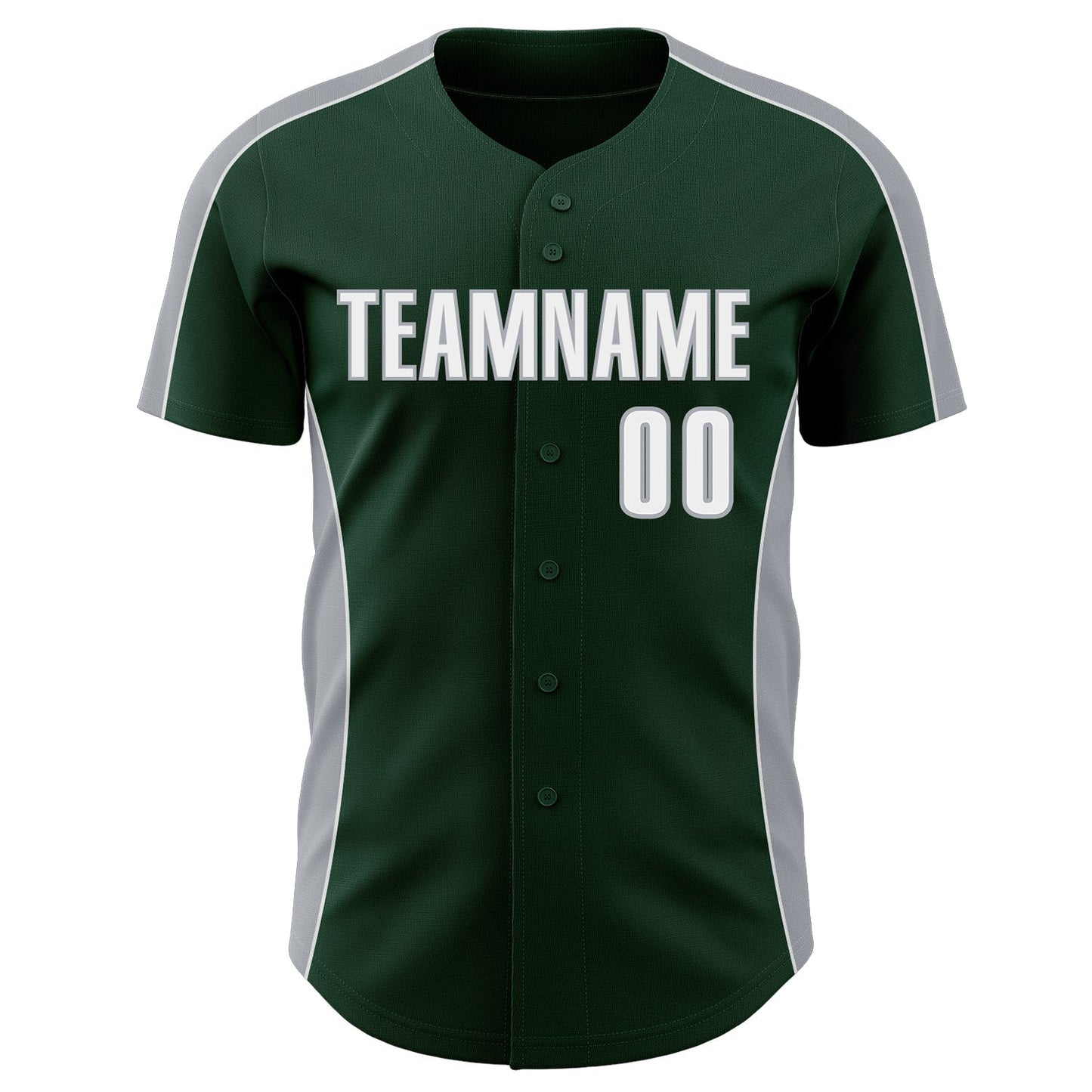Custom Green White-Gray Classic Color Block Side Panel Stripe Authentic Baseball Jersey baseball jersey product view 2