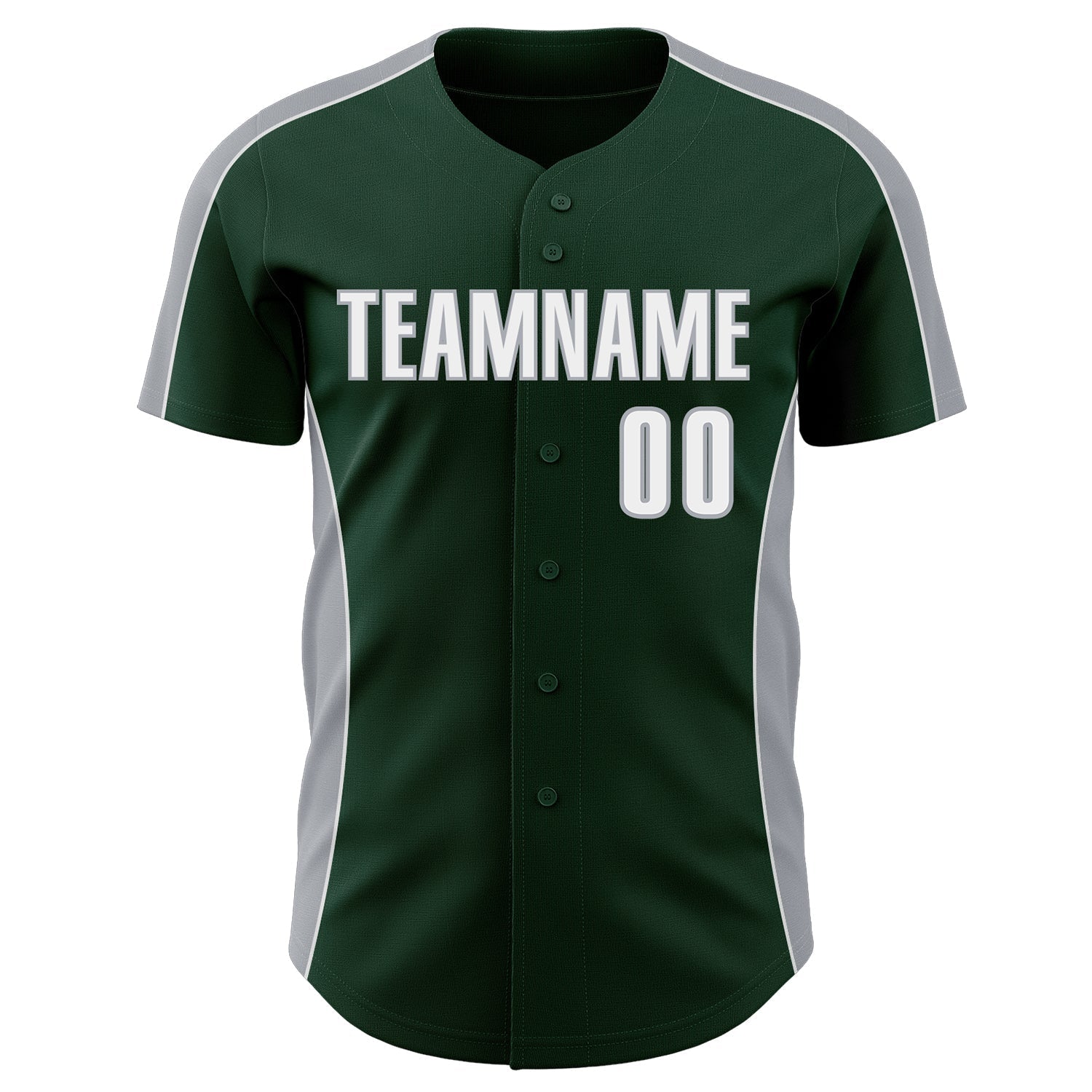 Custom Green White-Gray Classic Color Block Side Panel Stripe Authentic Baseball Jersey baseball jersey product view 2