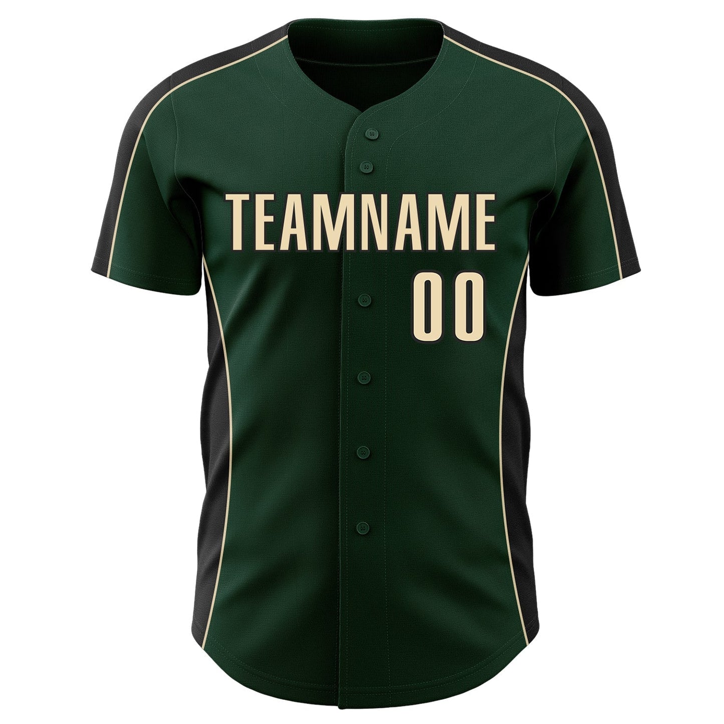 Custom Green Cream-Black Classic Color Block Side Panel Stripe Authentic Baseball Jersey baseball jersey product view 2