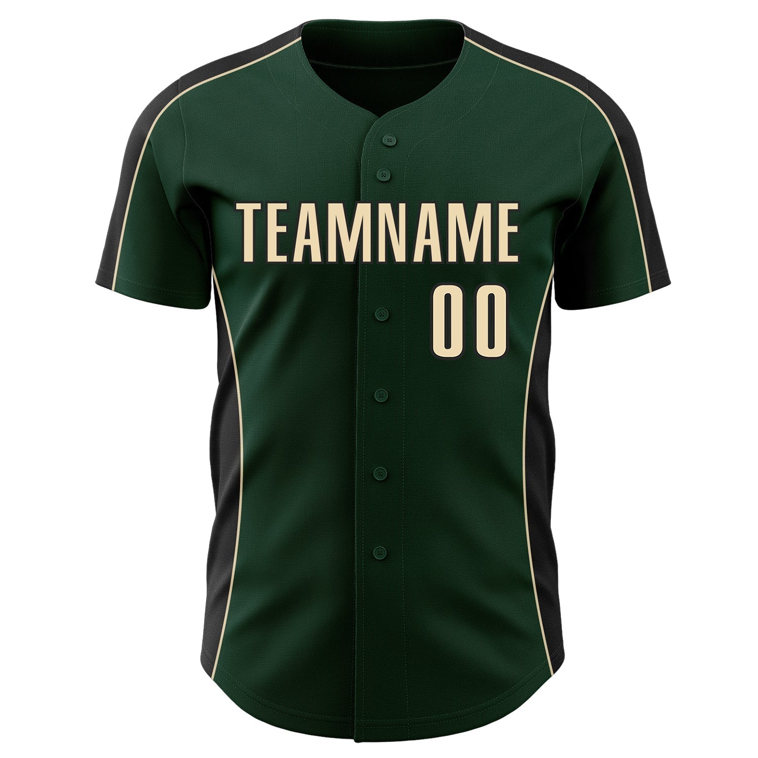 Custom Green Cream-Black Classic Color Block Side Panel Stripe Authentic Baseball Jersey baseball jersey product view 2