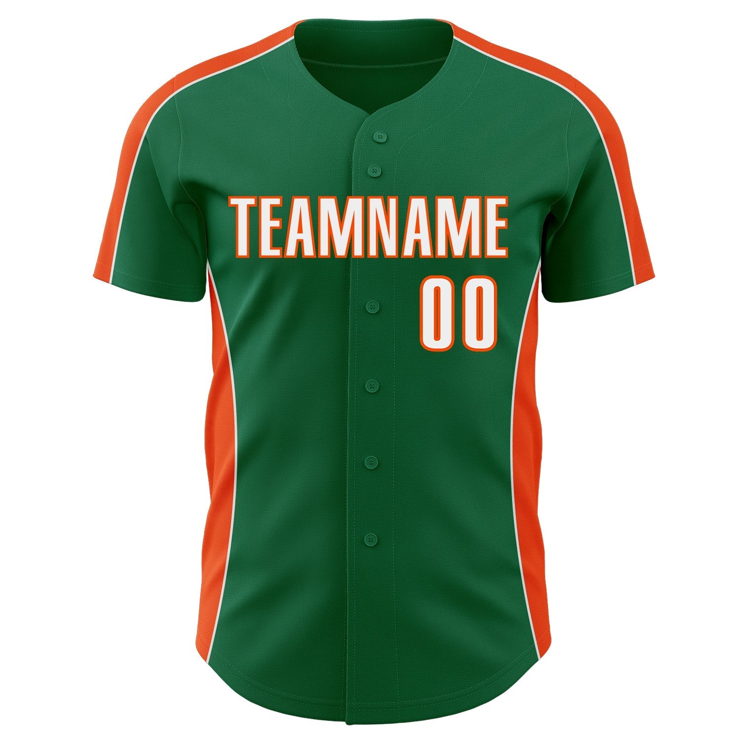 Custom Kelly Green White-Orange Classic Color Block Side Panel Stripe Authentic Baseball Jersey baseball jersey product view 2