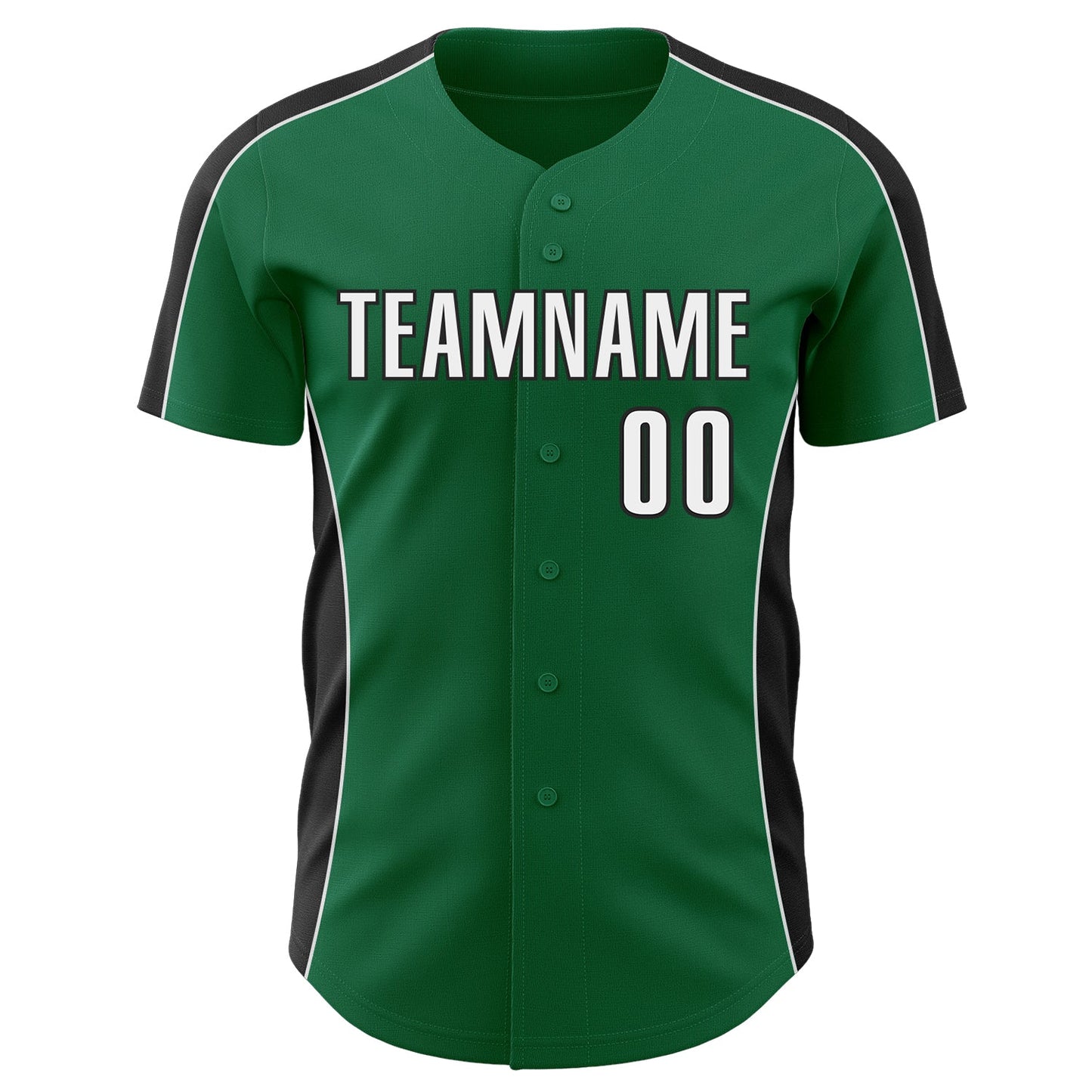 Custom Kelly Green White-Black Classic Color Block Side Panel Stripe Authentic Baseball Jersey baseball jersey product view 2
