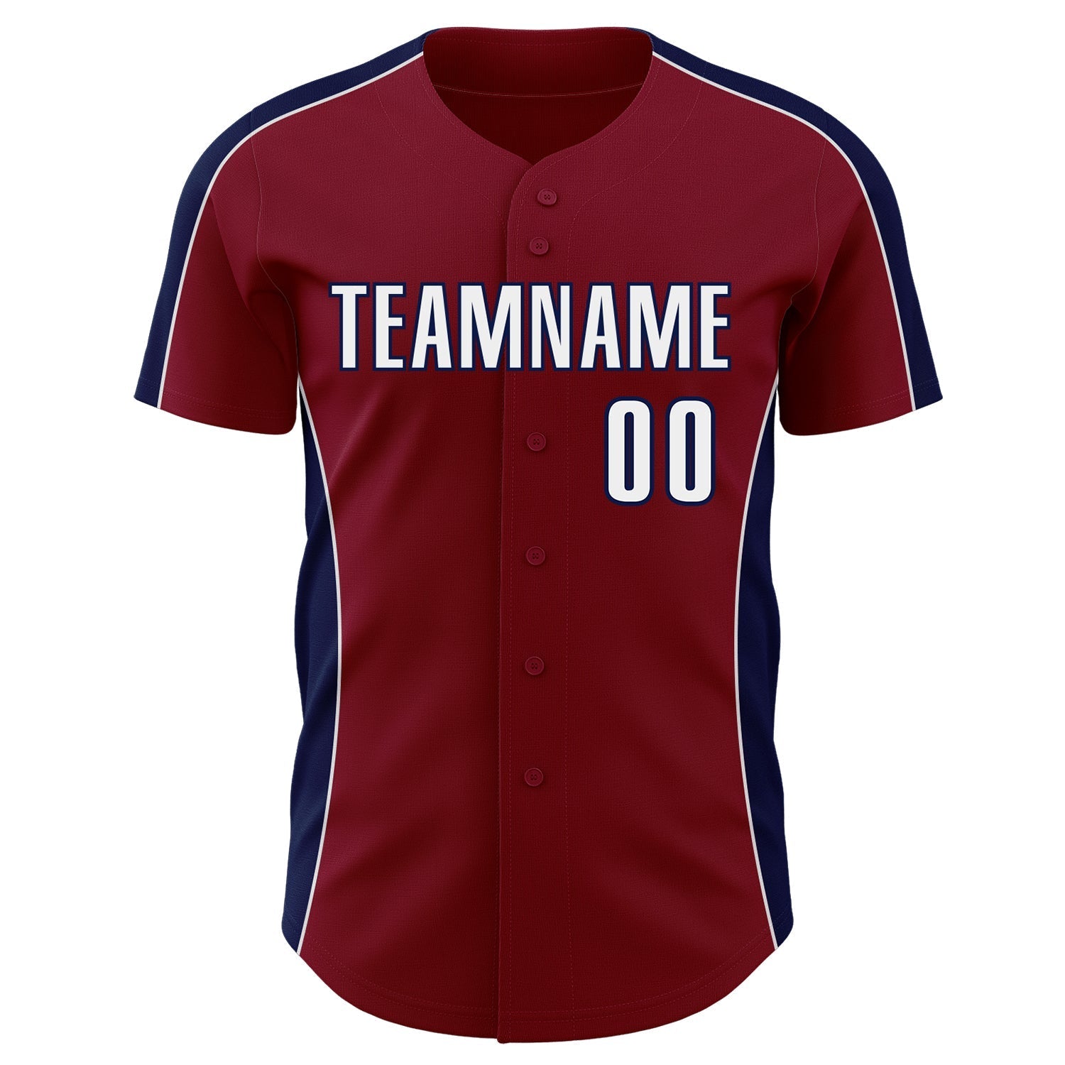 Custom Crimson White-Navy Classic Color Block Side Panel Stripe Authentic Baseball Jersey baseball jersey product view 2
