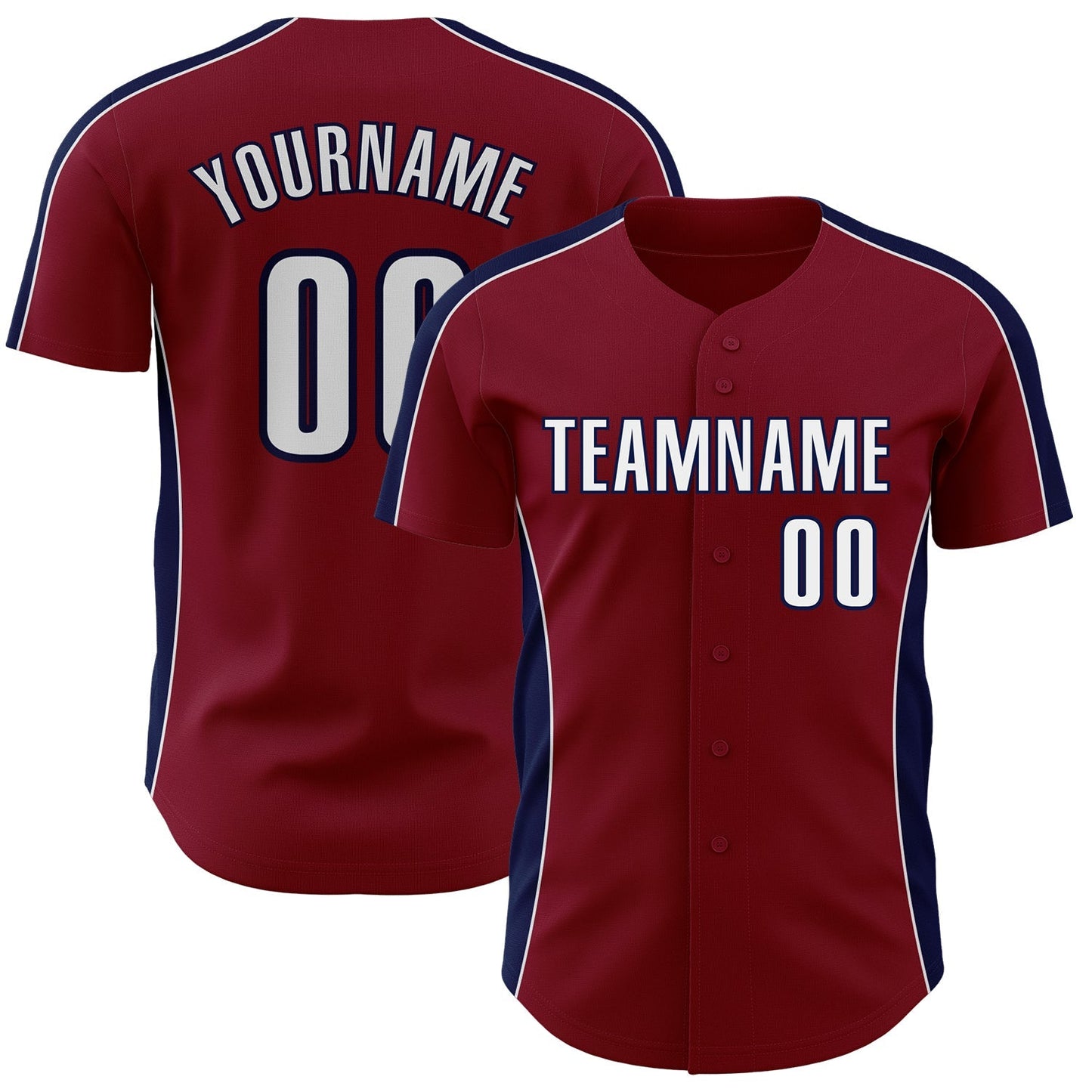 Custom Crimson White-Navy Classic Color Block Side Panel Stripe Authentic Baseball Jersey baseball jersey product view 1