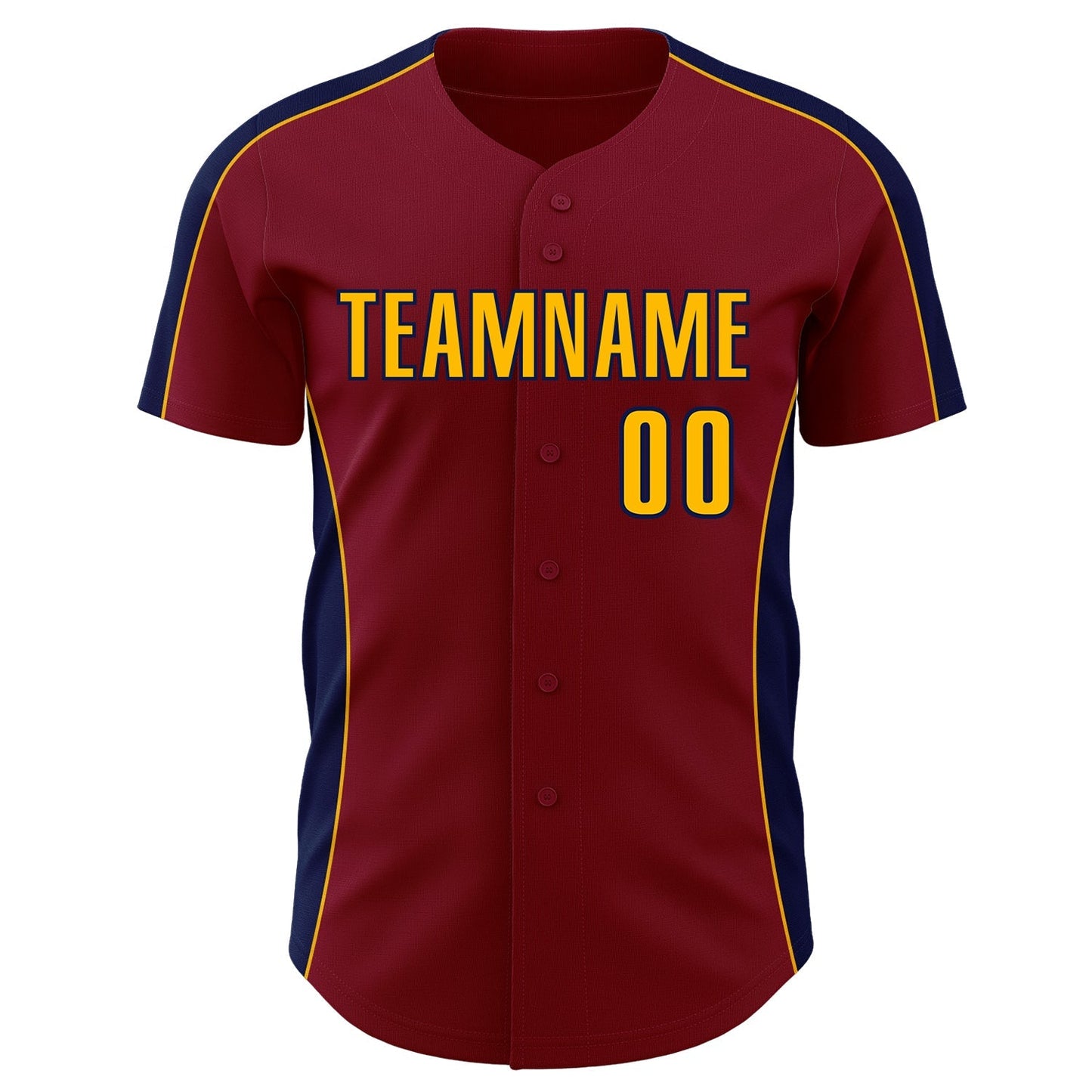 Custom Crimson Gold-Navy Classic Color Block Side Panel Stripe Authentic Baseball Jersey baseball jersey product view 2