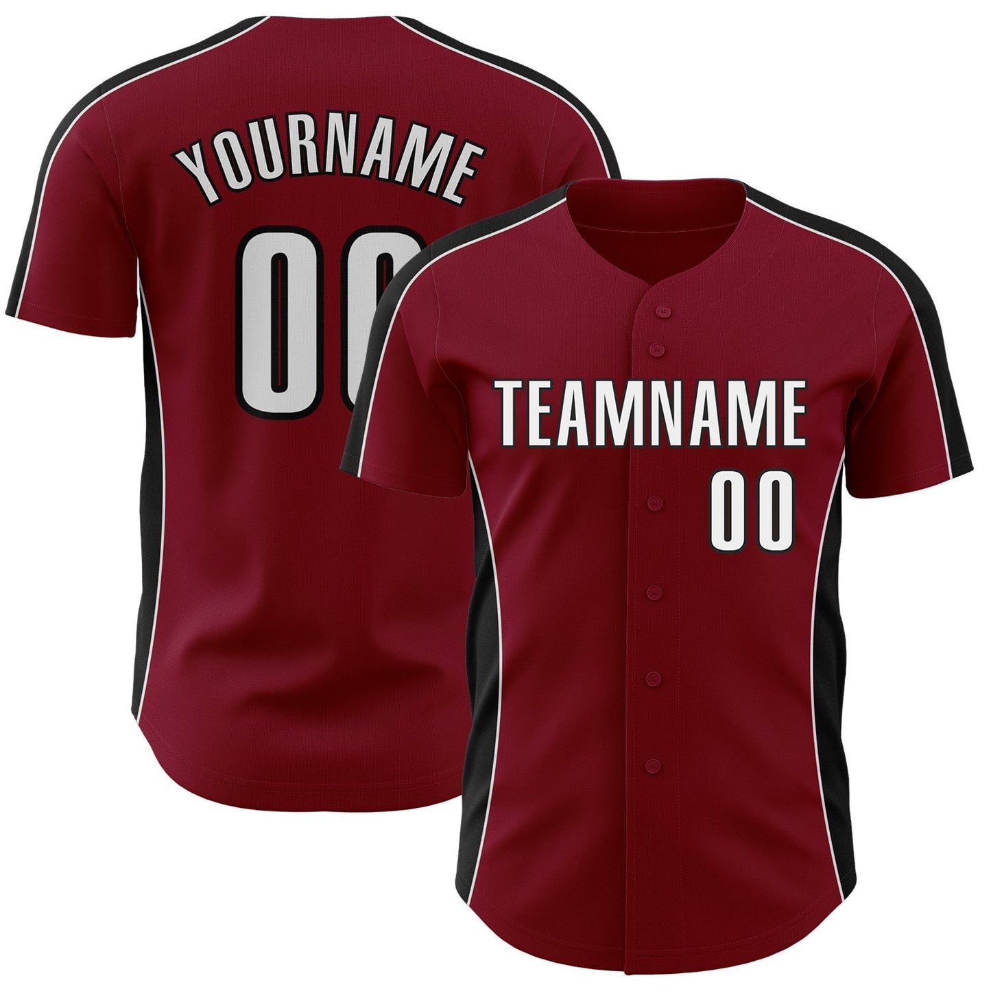 Custom Crimson White-Black Classic Color Block Side Panel Stripe Authentic Baseball Jersey baseball jersey product view 1