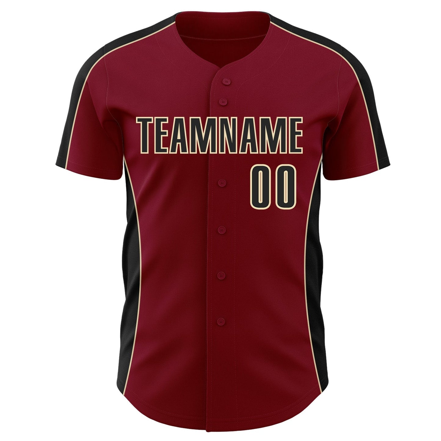 Custom Crimson Black-Cream Classic Color Block Side Panel Stripe Authentic Baseball Jersey baseball jersey product view 2